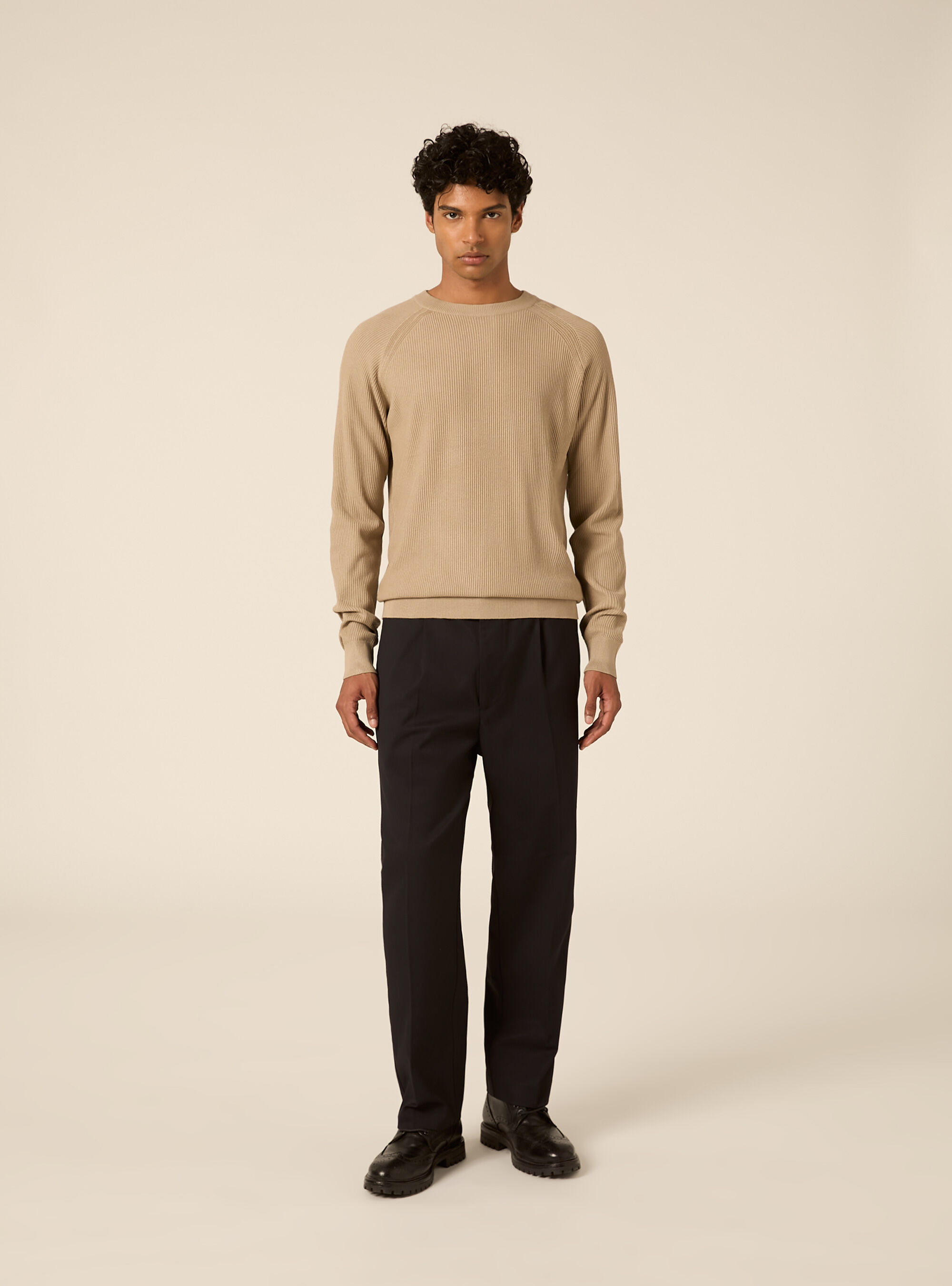 Maglia girocollo in misto cotone regular fit