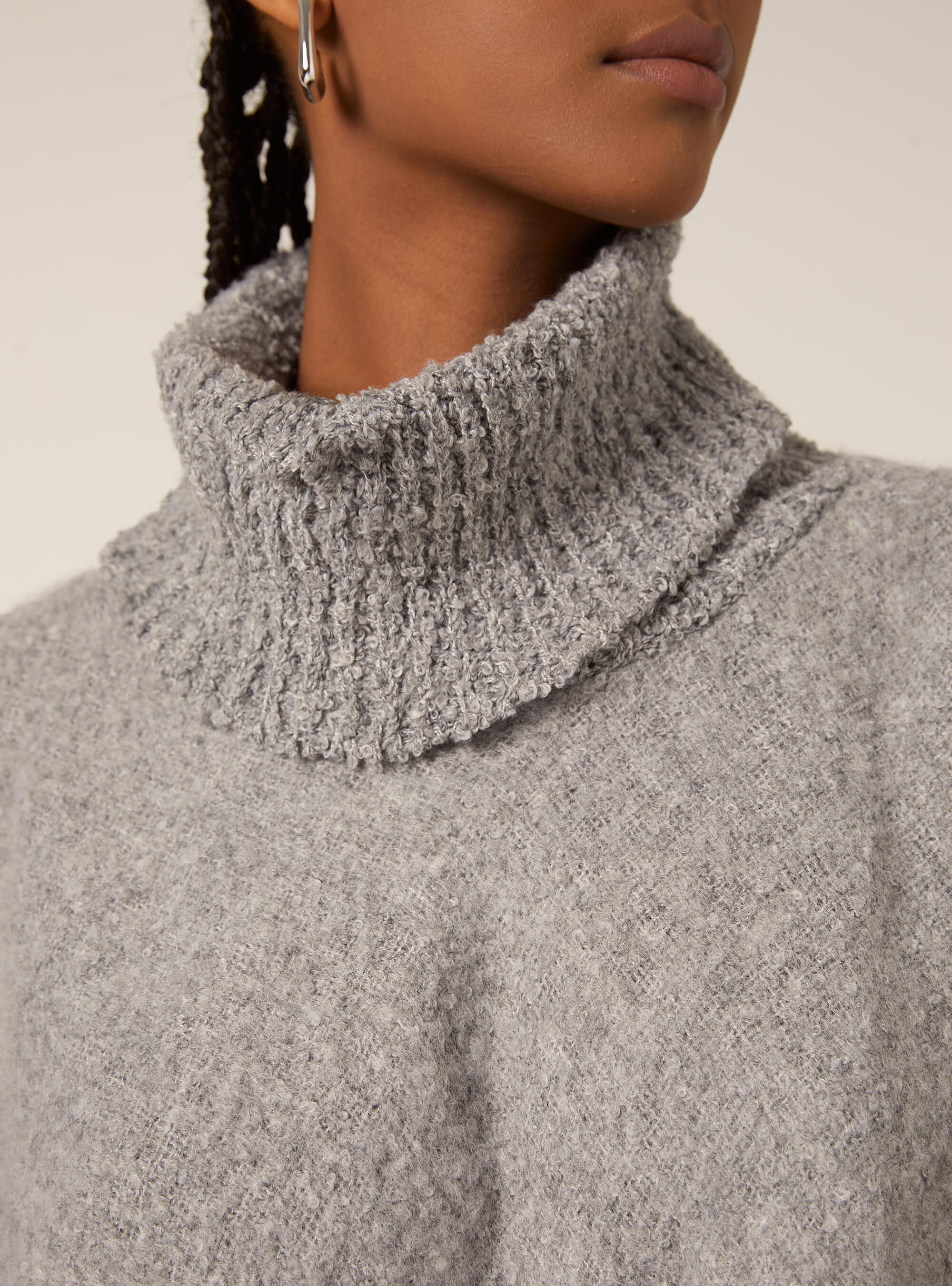 Poncho soft touch a collo alto, MGY2 GREY MEL MEDIUM