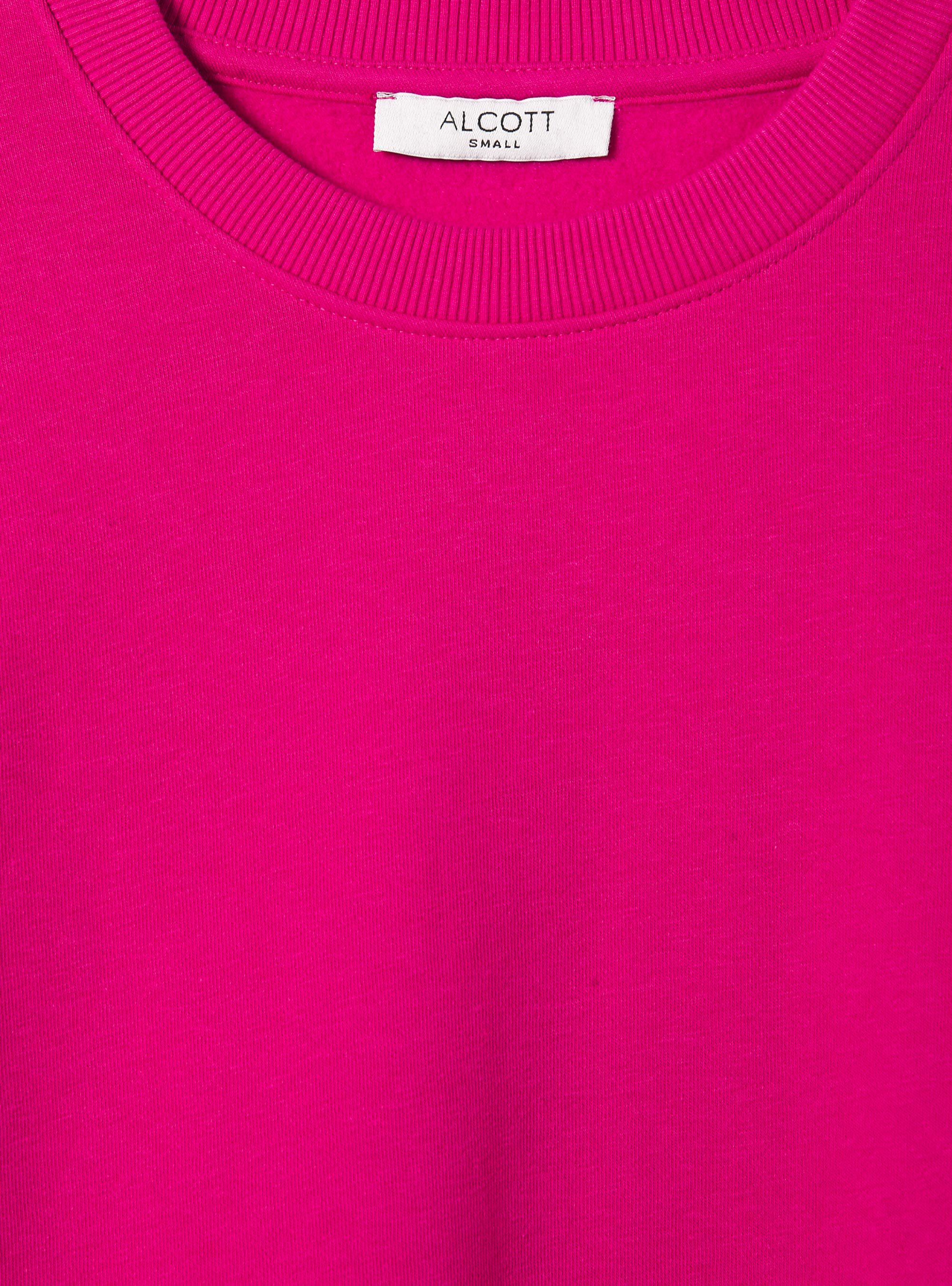 Plain-coloured cotton crew-neck sweatshirt, FX3 FUXIA LIGHT