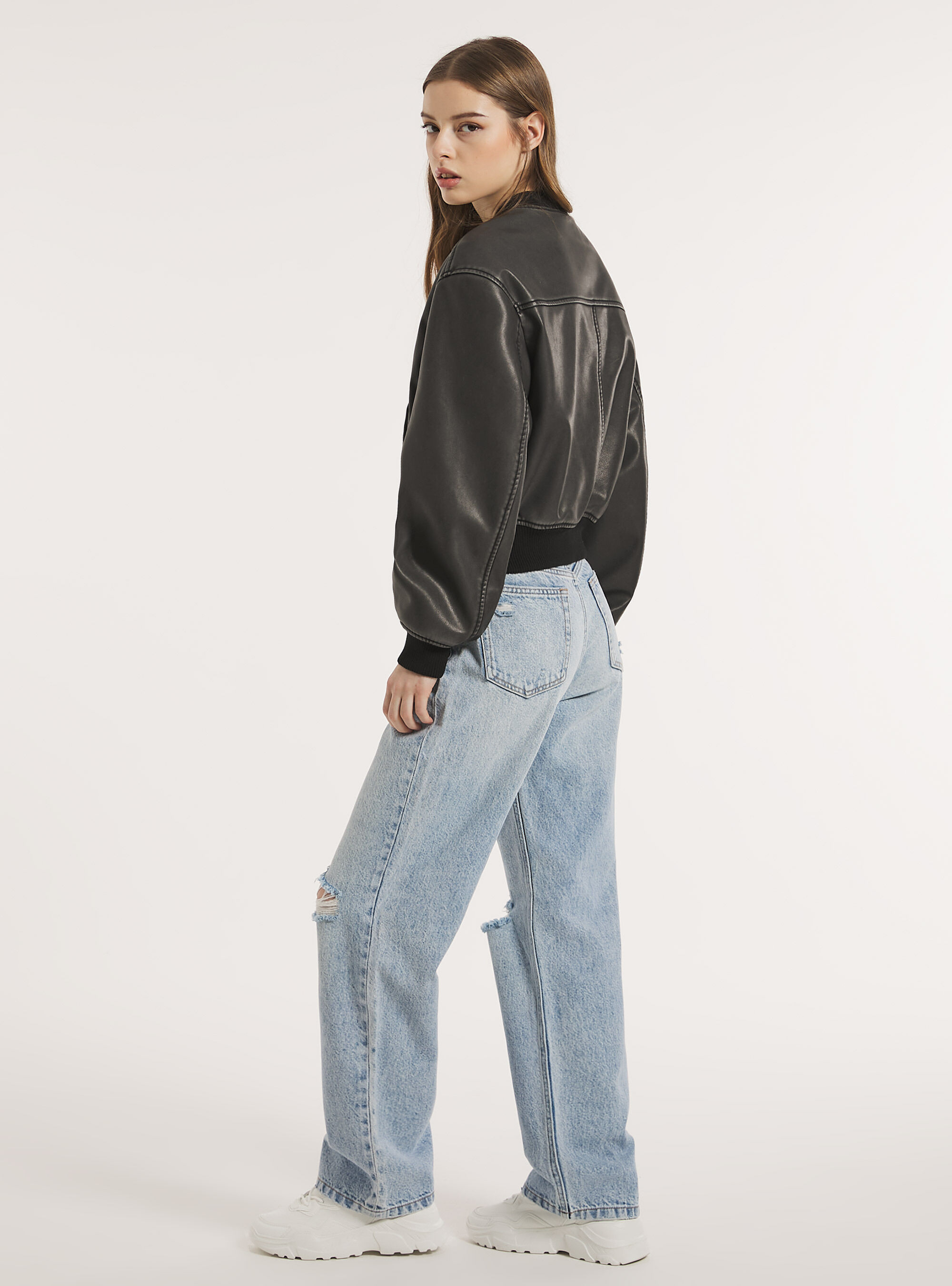 Blouson bombardier effet cuir porte Alcott Manteaux et Vestes Donna