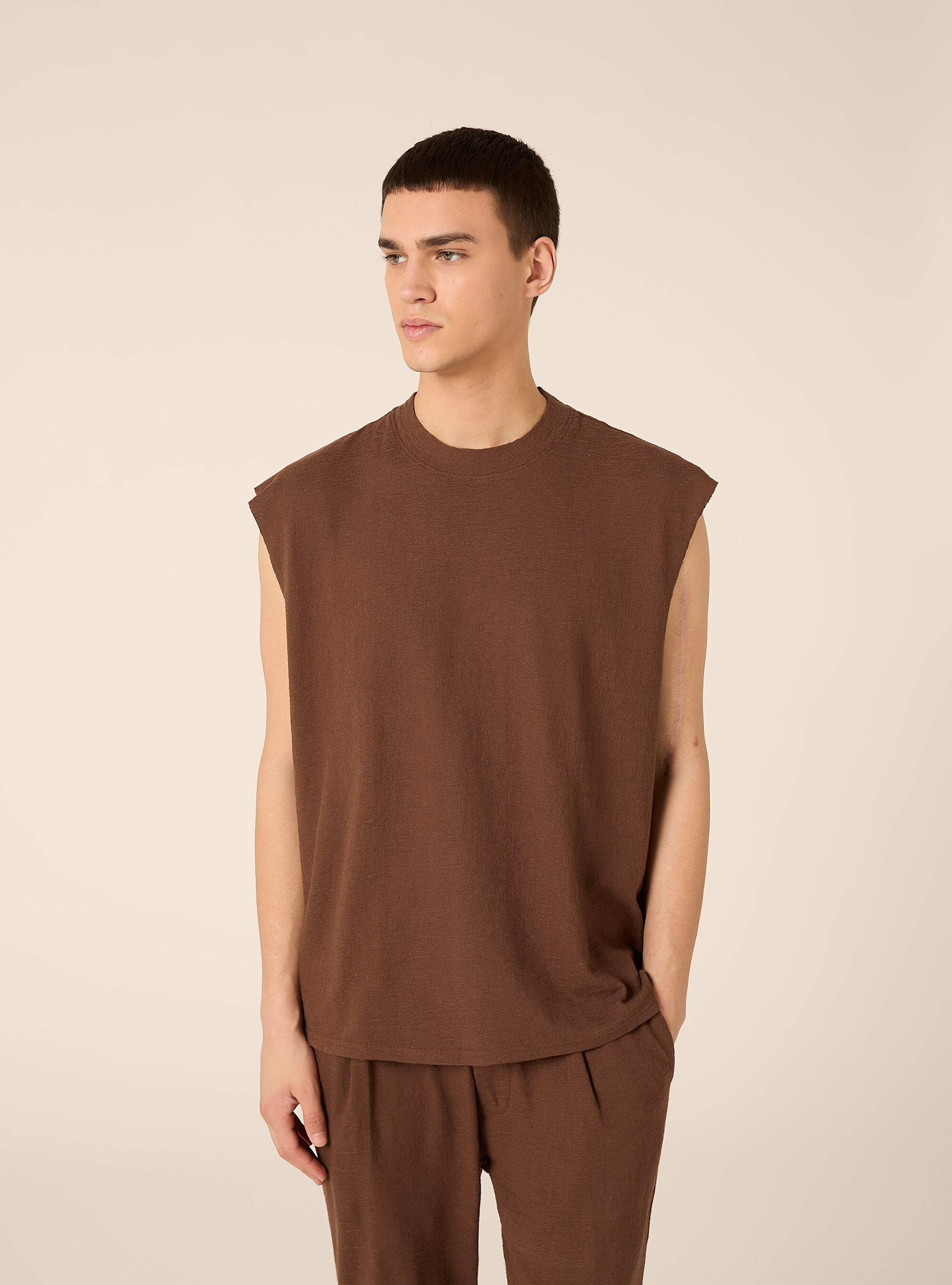 Canotta boxy fit  in jersey texture