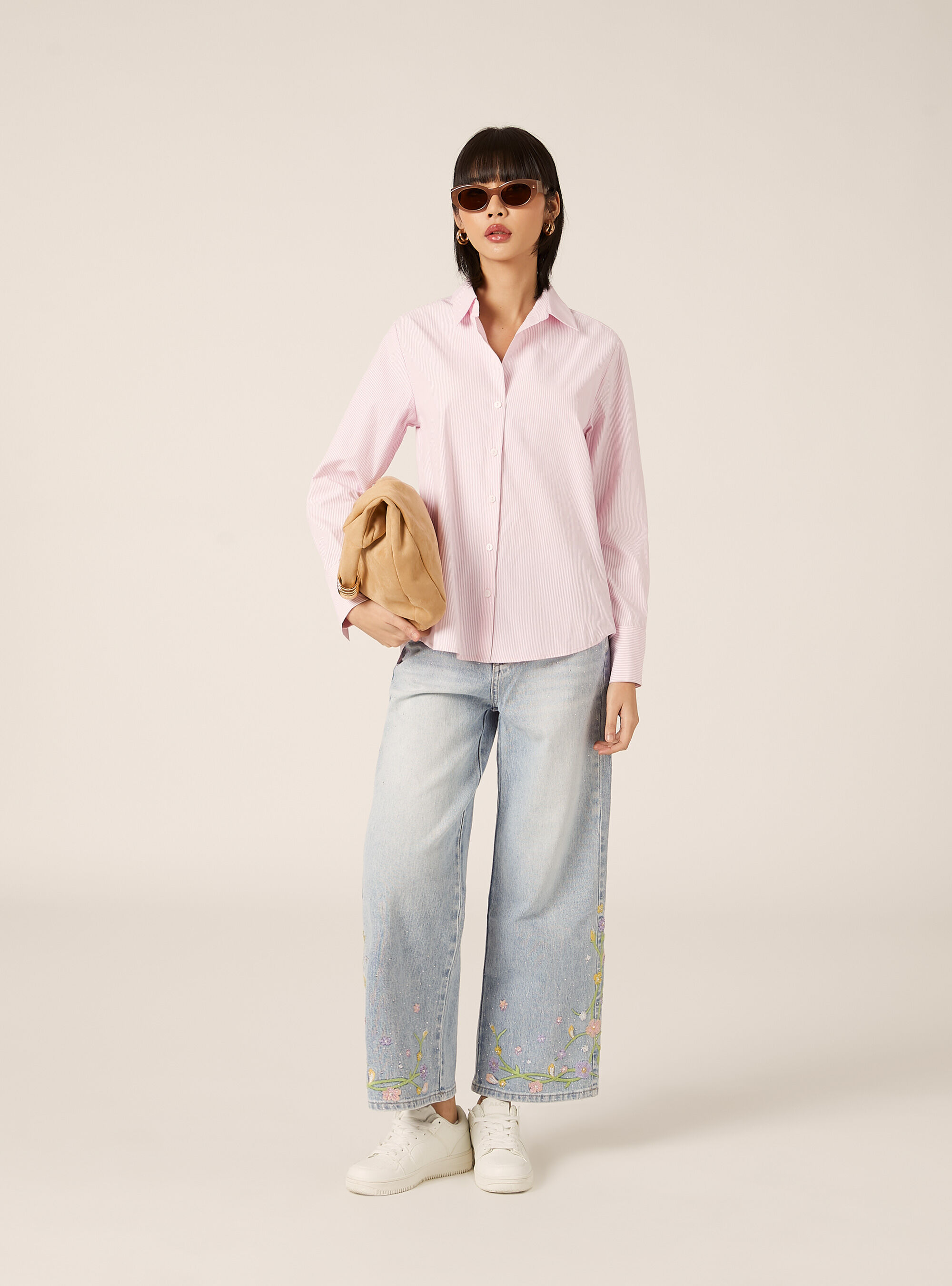 Striped poplin shirt