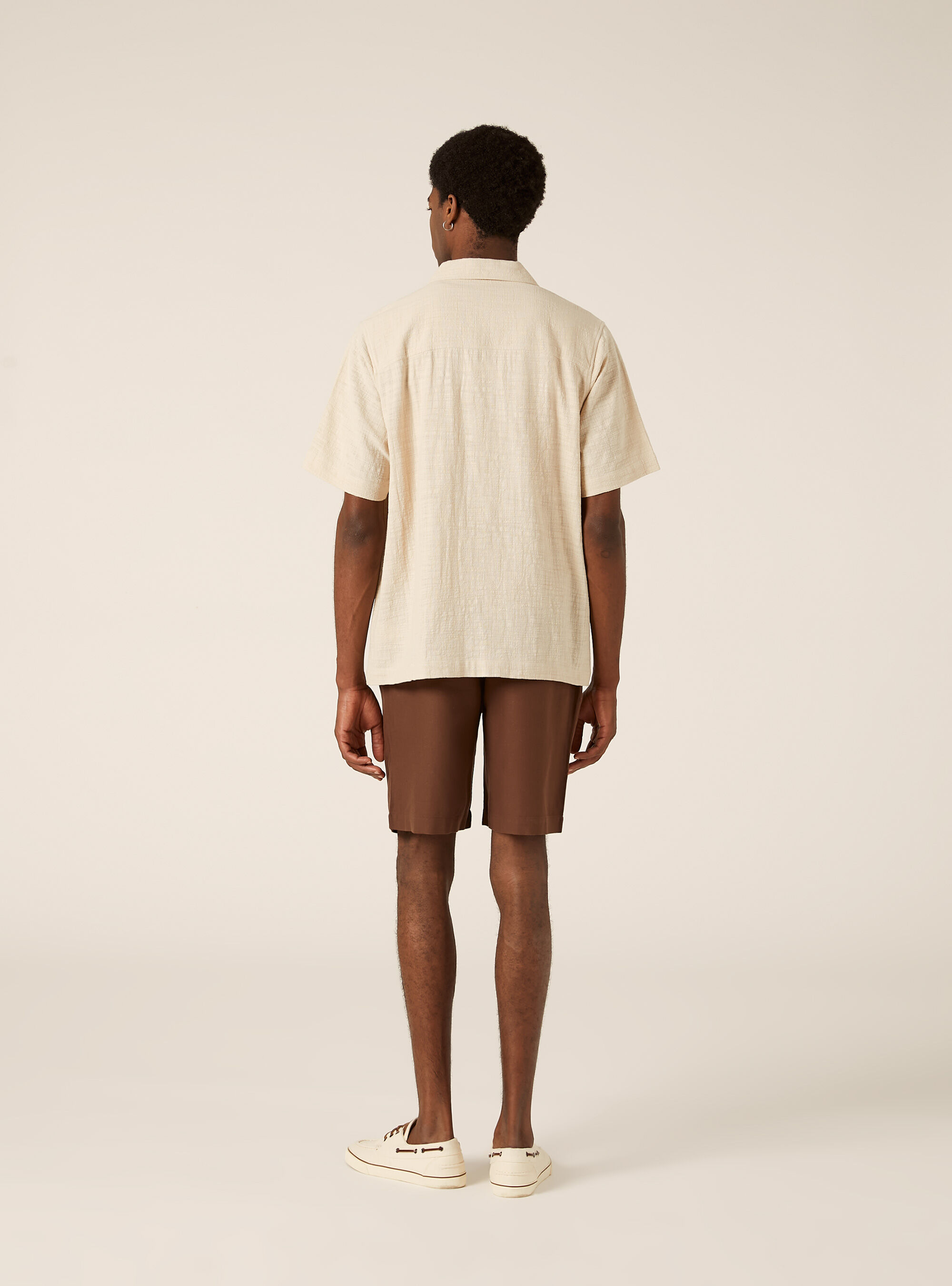Chemise en coton &agrave; manches courtes, BG3 BEIGE LIGHT