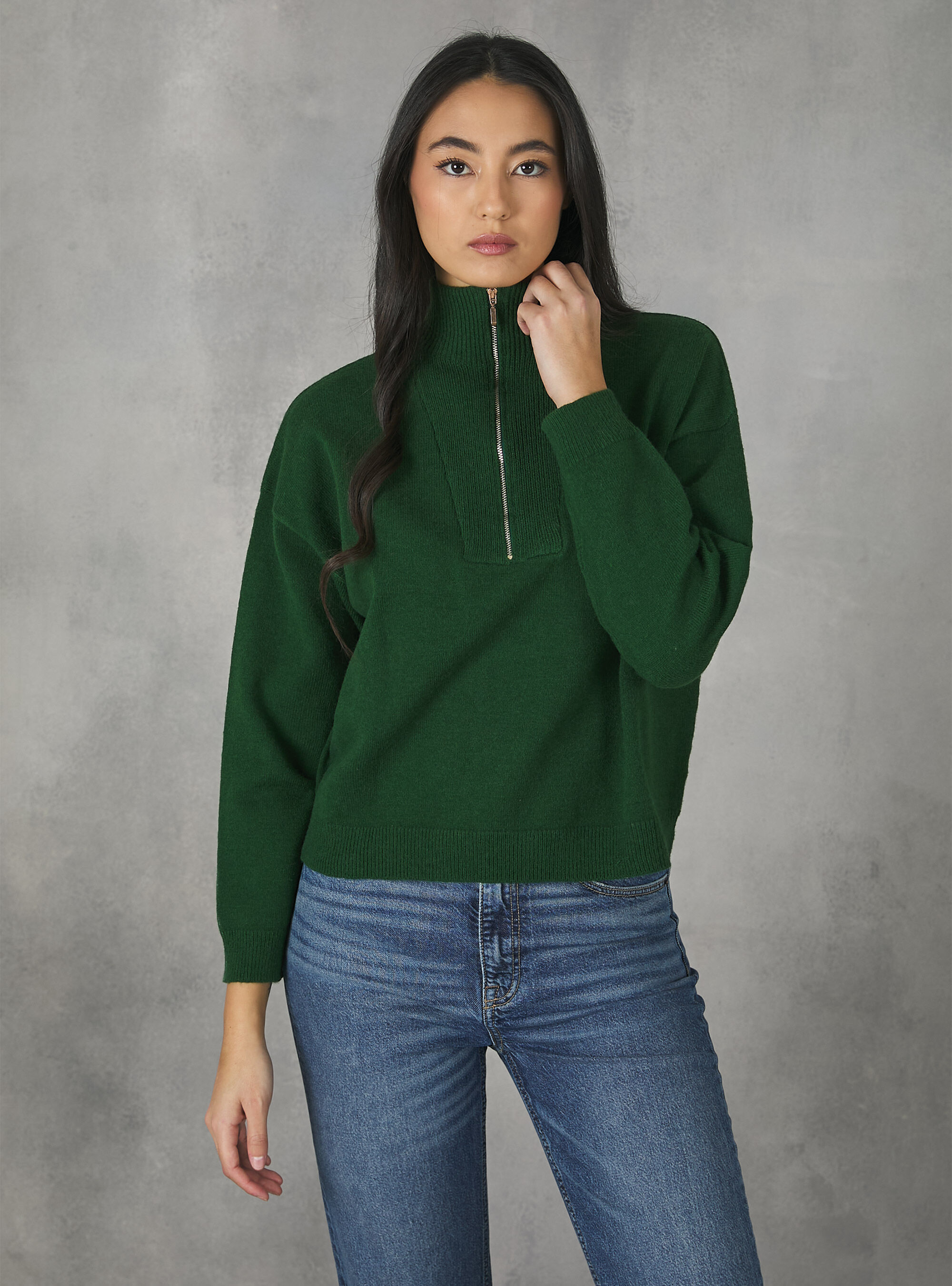 Pull demi cou avec fermeture eclair Alcott Tricots Donna