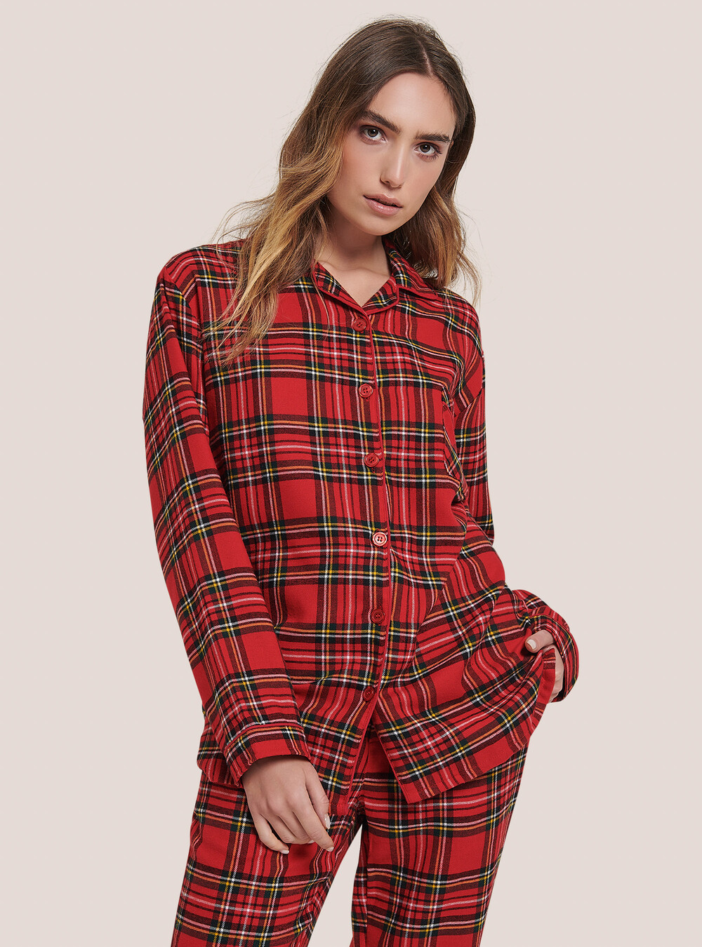 Tartan pyjama set with pocket