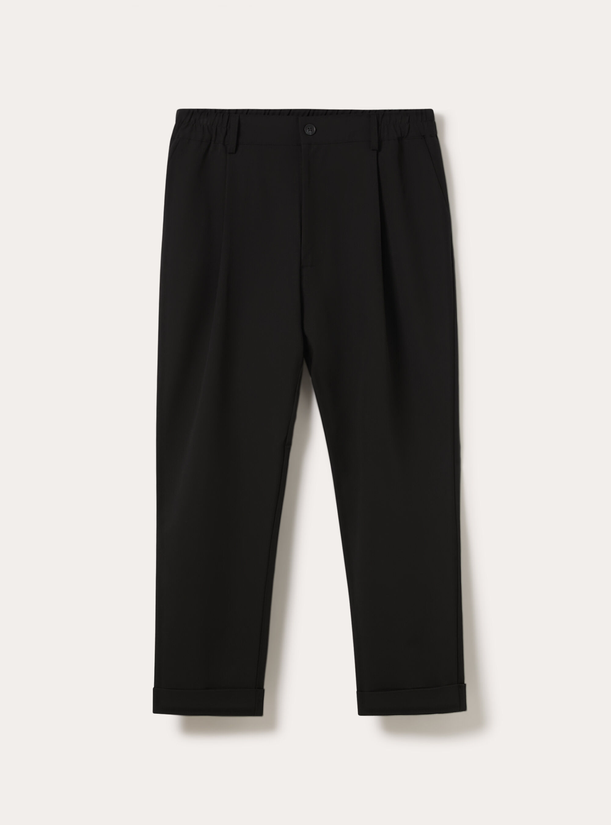 Pantalon carotte &agrave; pinces, BK1 BLACK