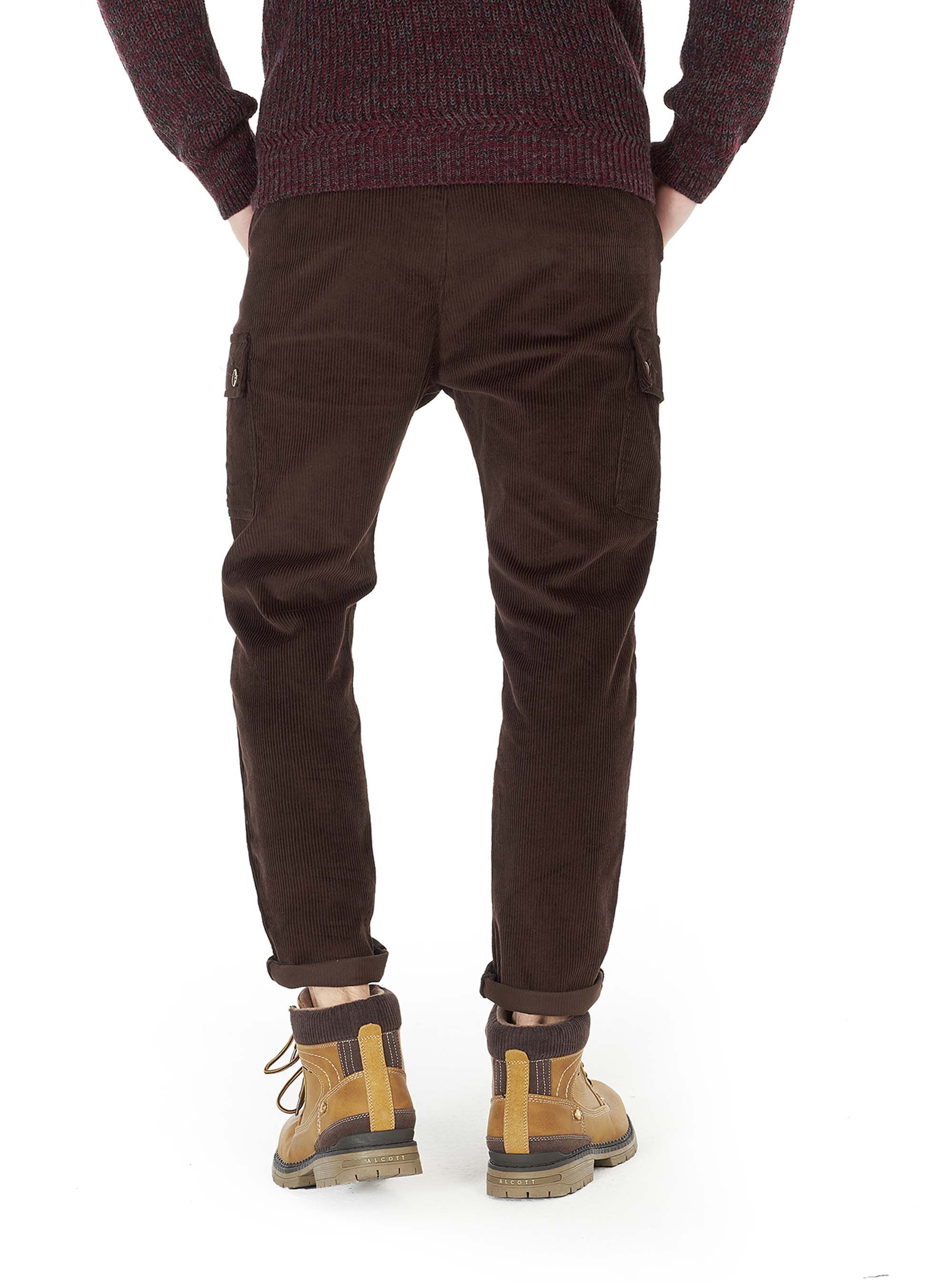 Pantalone cargo in velluto, C526 BROWN