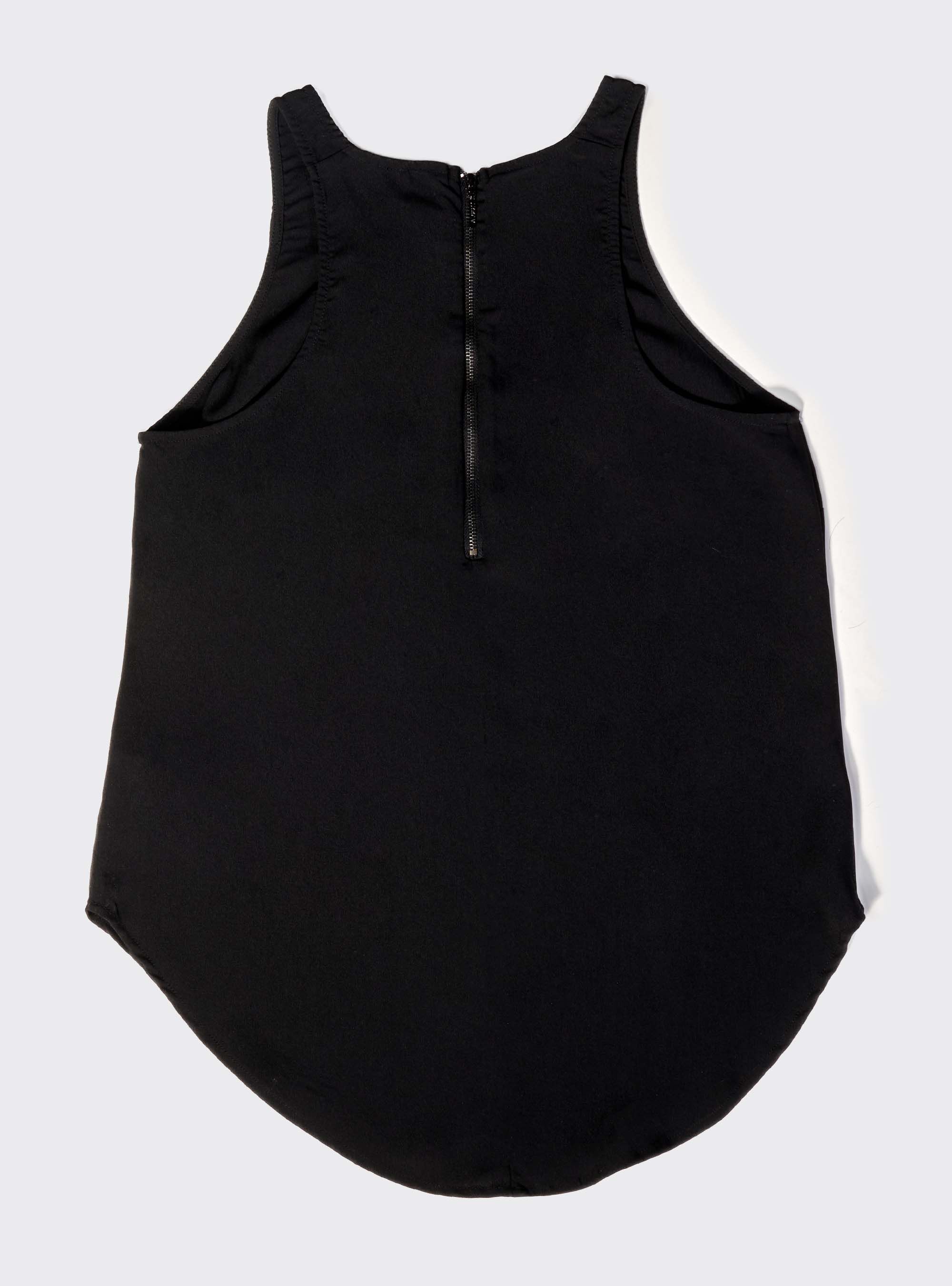 Basic tank top with back zip fastening, BLACK