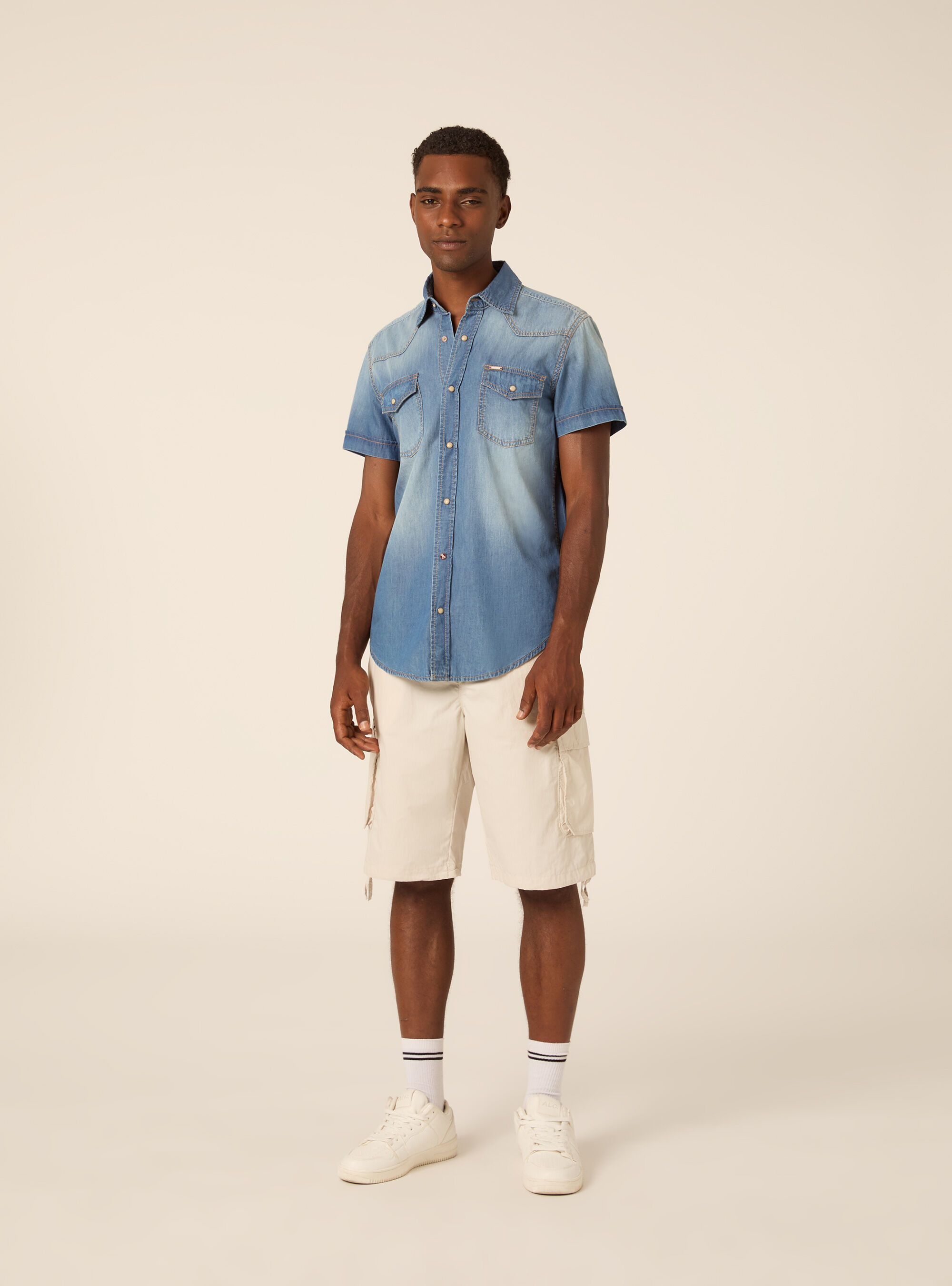 Camicia denim mezza manica