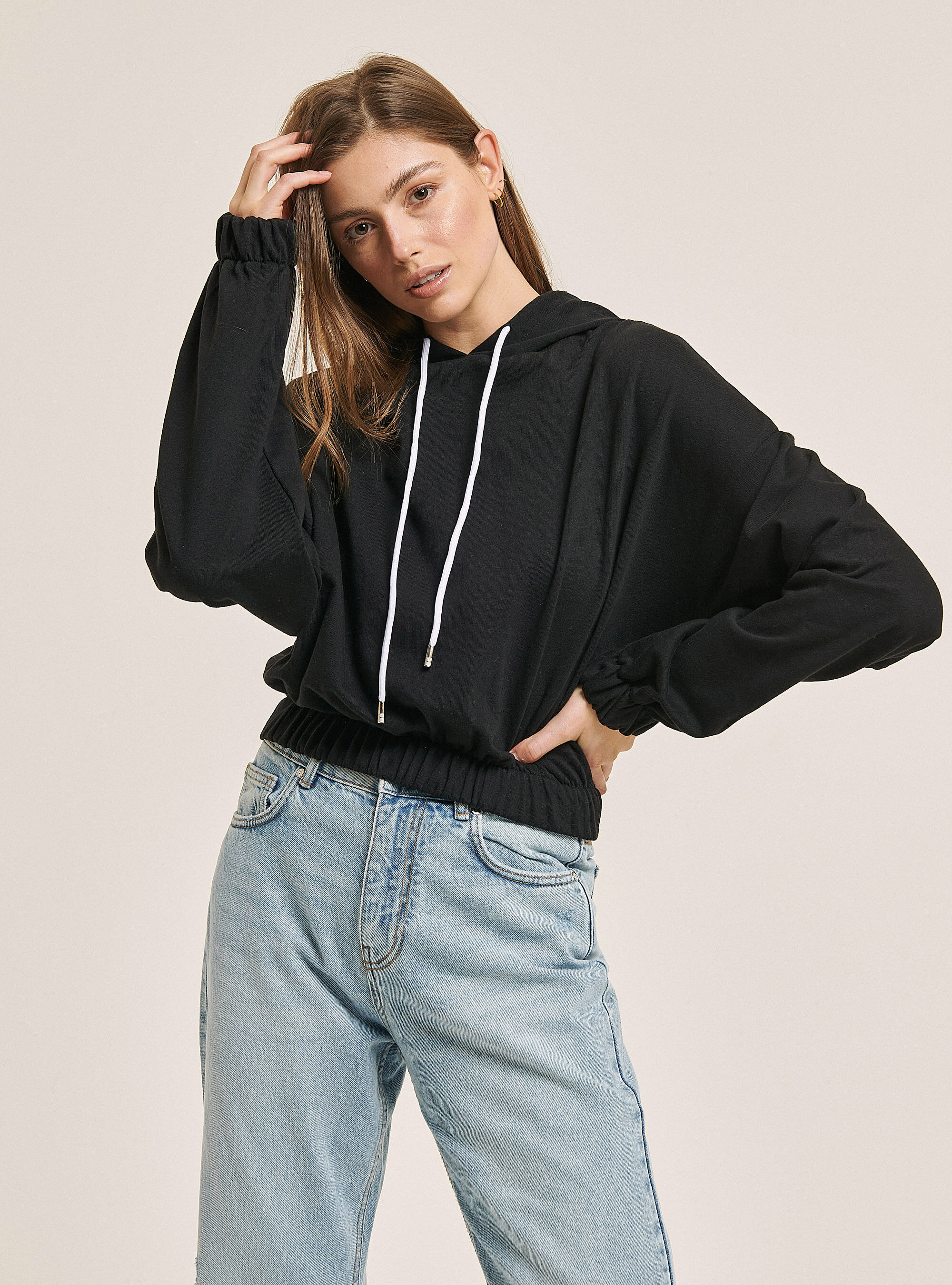 Felpa crop con cappuccio