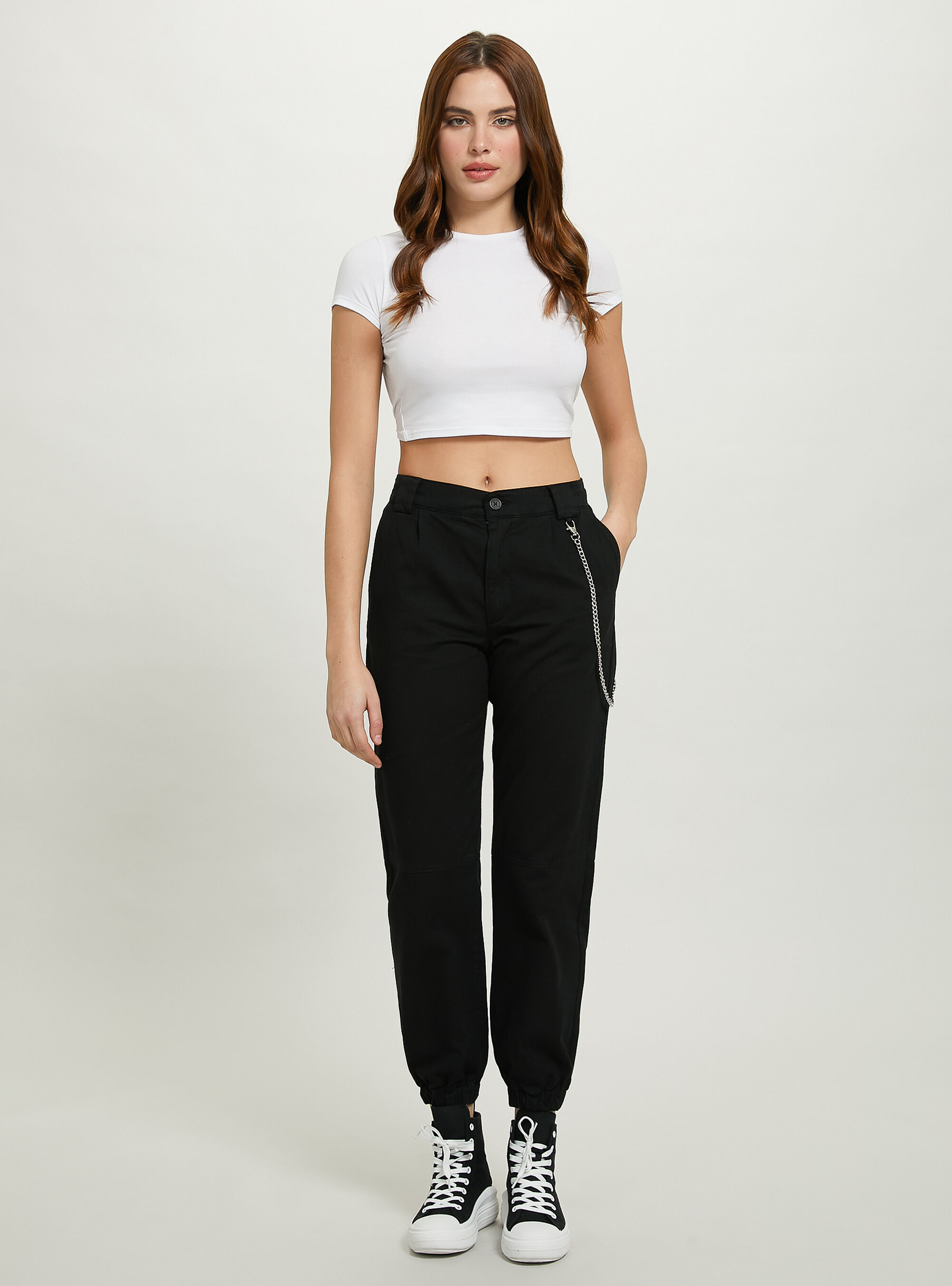 High waisted jogger trousers hotsell