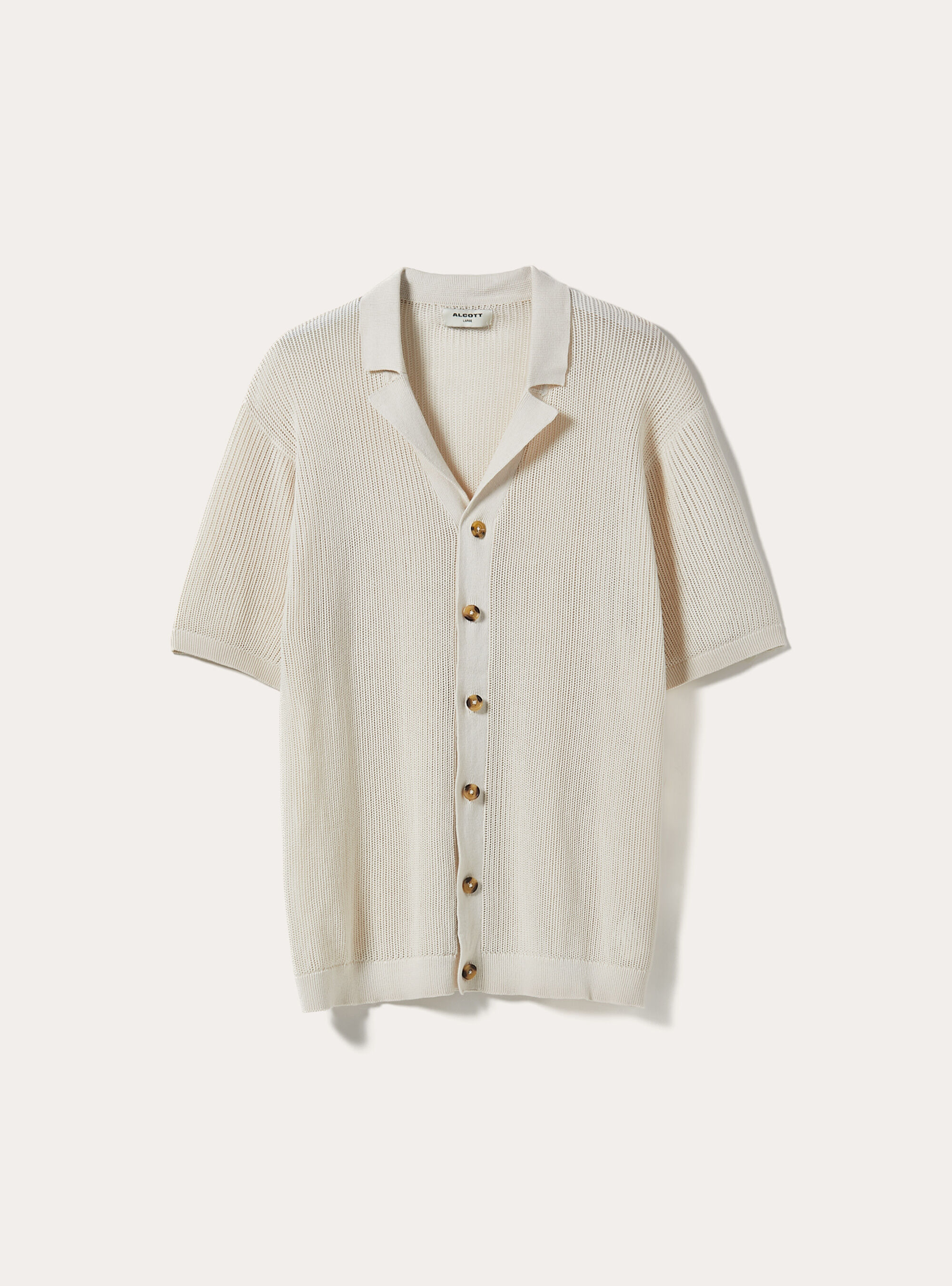 Jersey de punto perforado con cuello de polo, WH2 WHITE