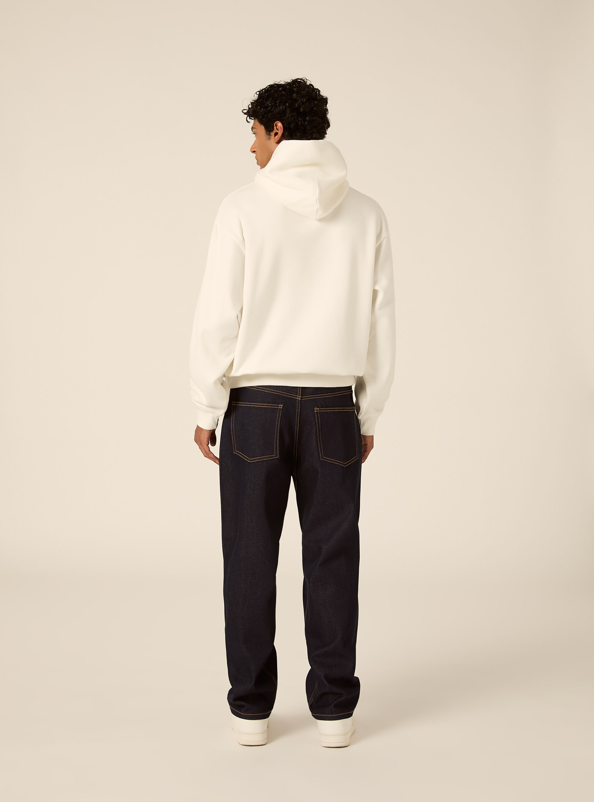 Felpa con cappuccio boxy fit, WH2 WHITE