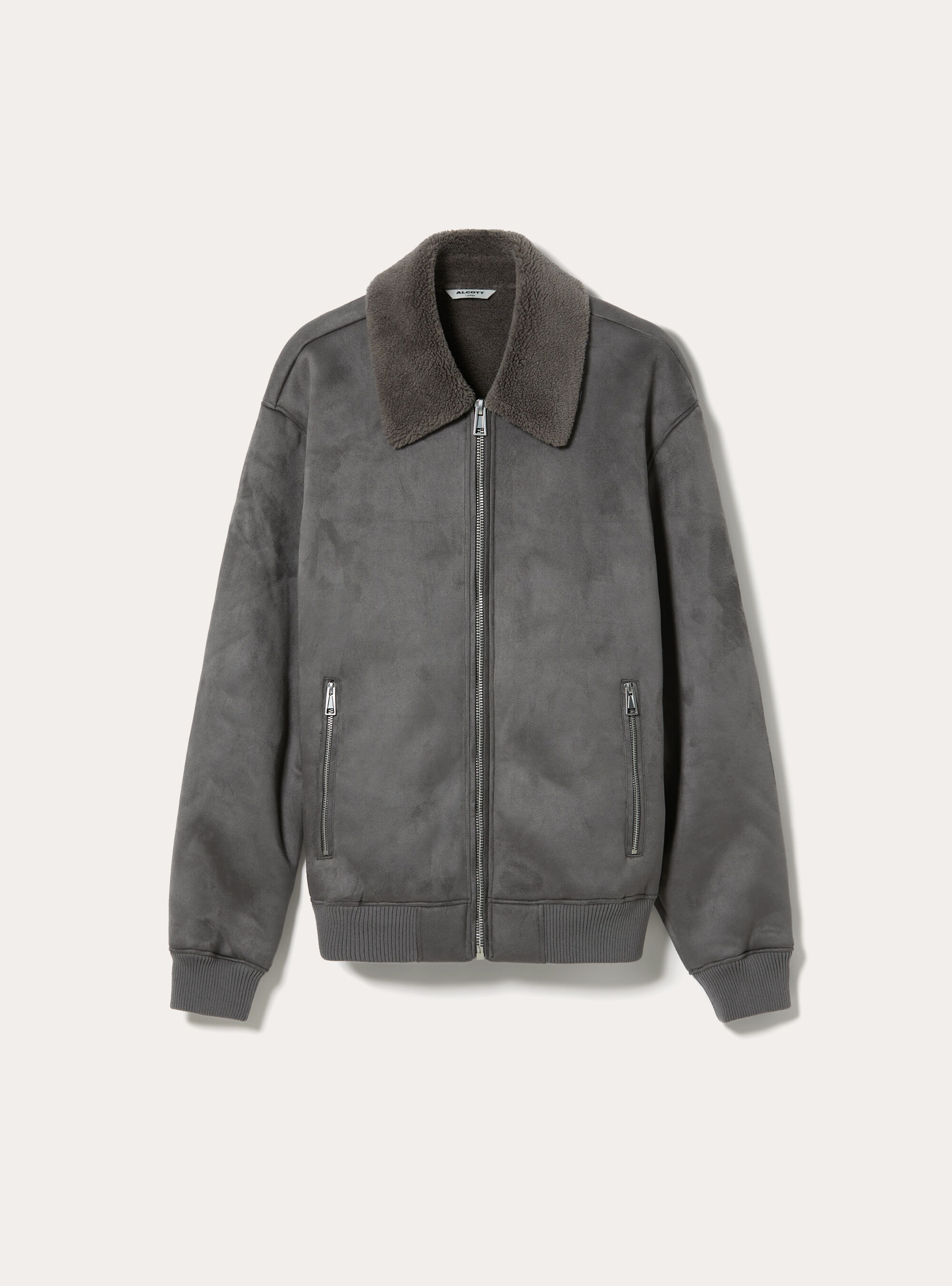 Suede-effect sheepskin bomber jacket