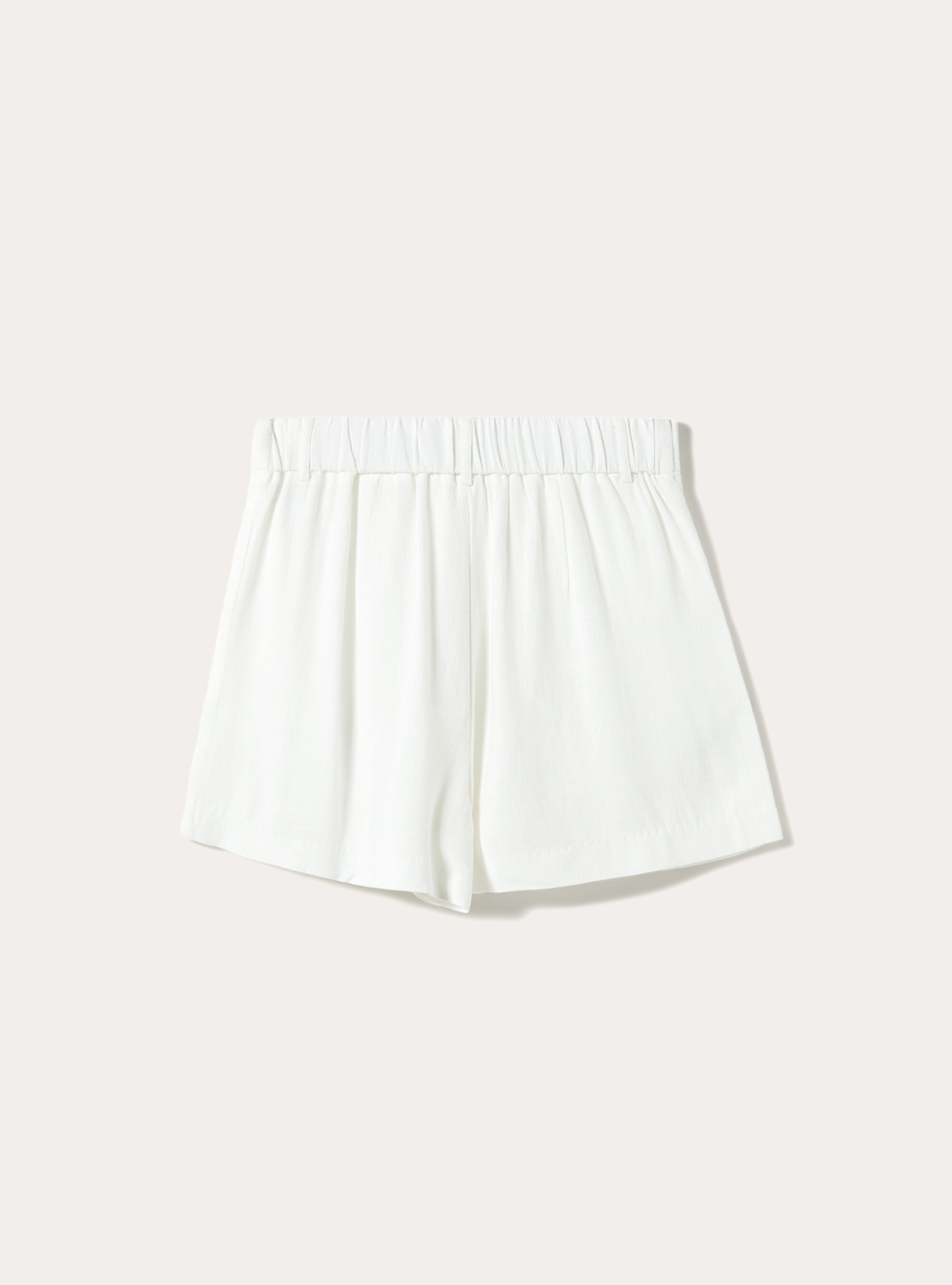Pantal&oacute;n corto suave en mezcla de lino, WH1 OFF WHITE