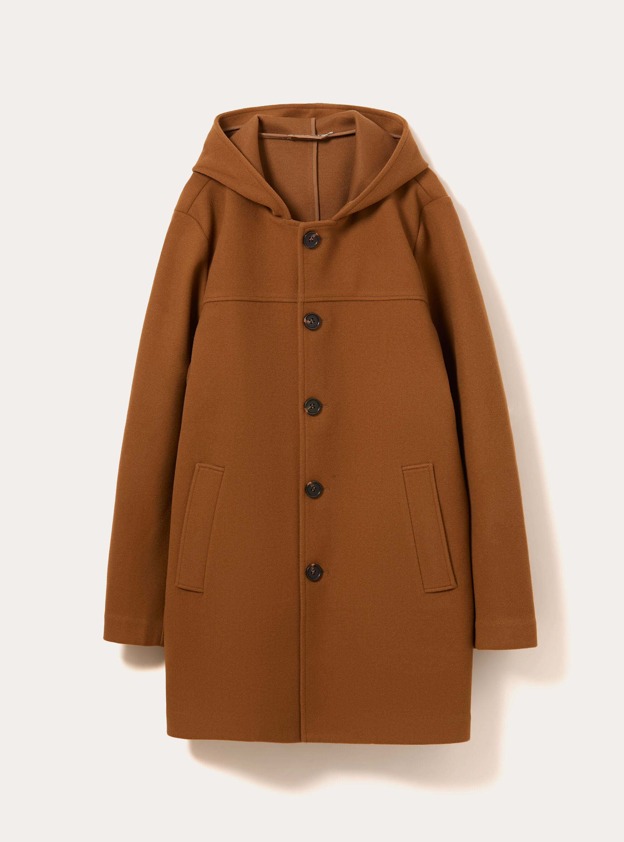 Unlined coat with hood, TB2 TOBACCO MEDIUM