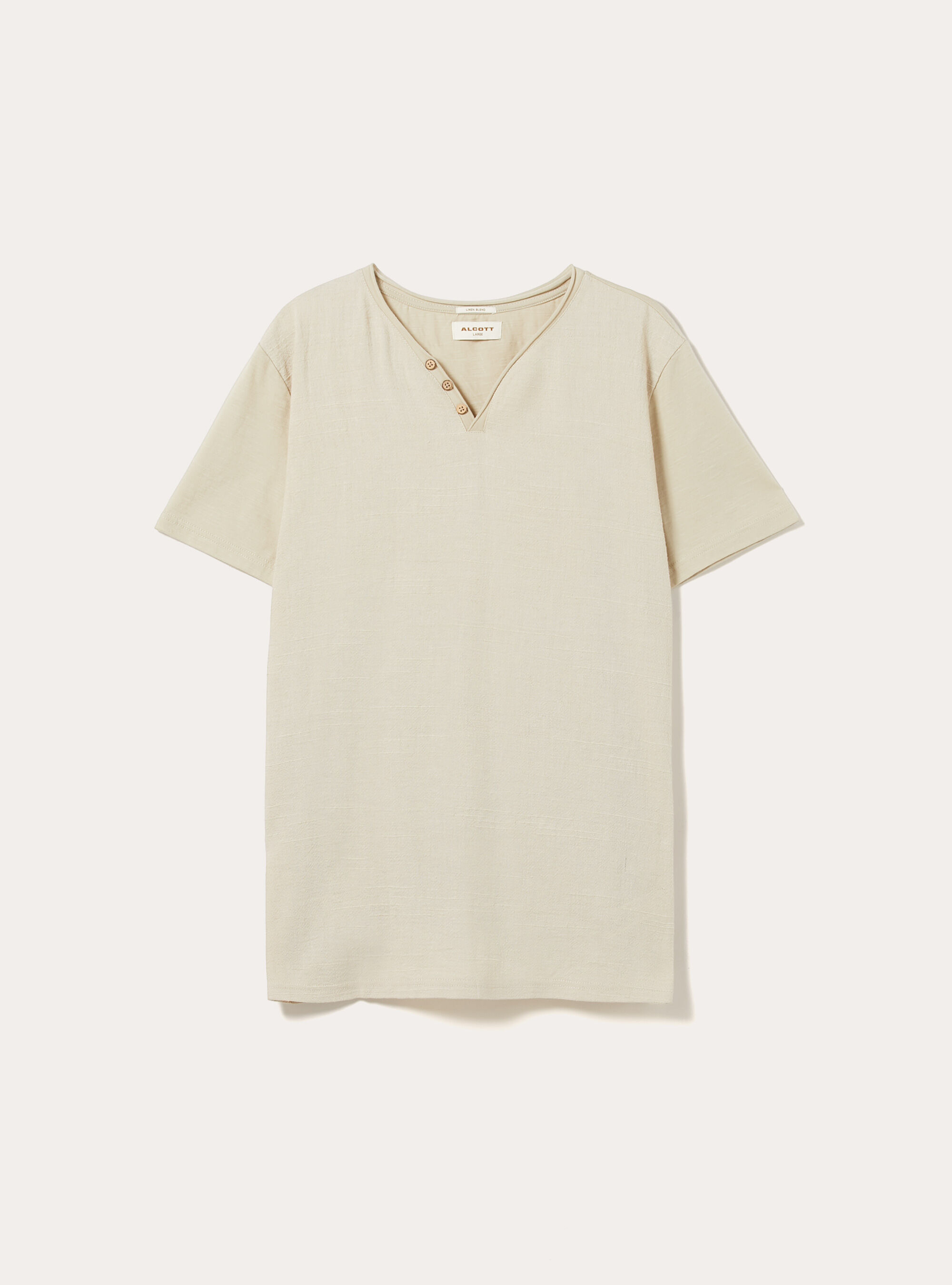V-neck linen blend T-shirt, BG3 BEIGE LIGHT