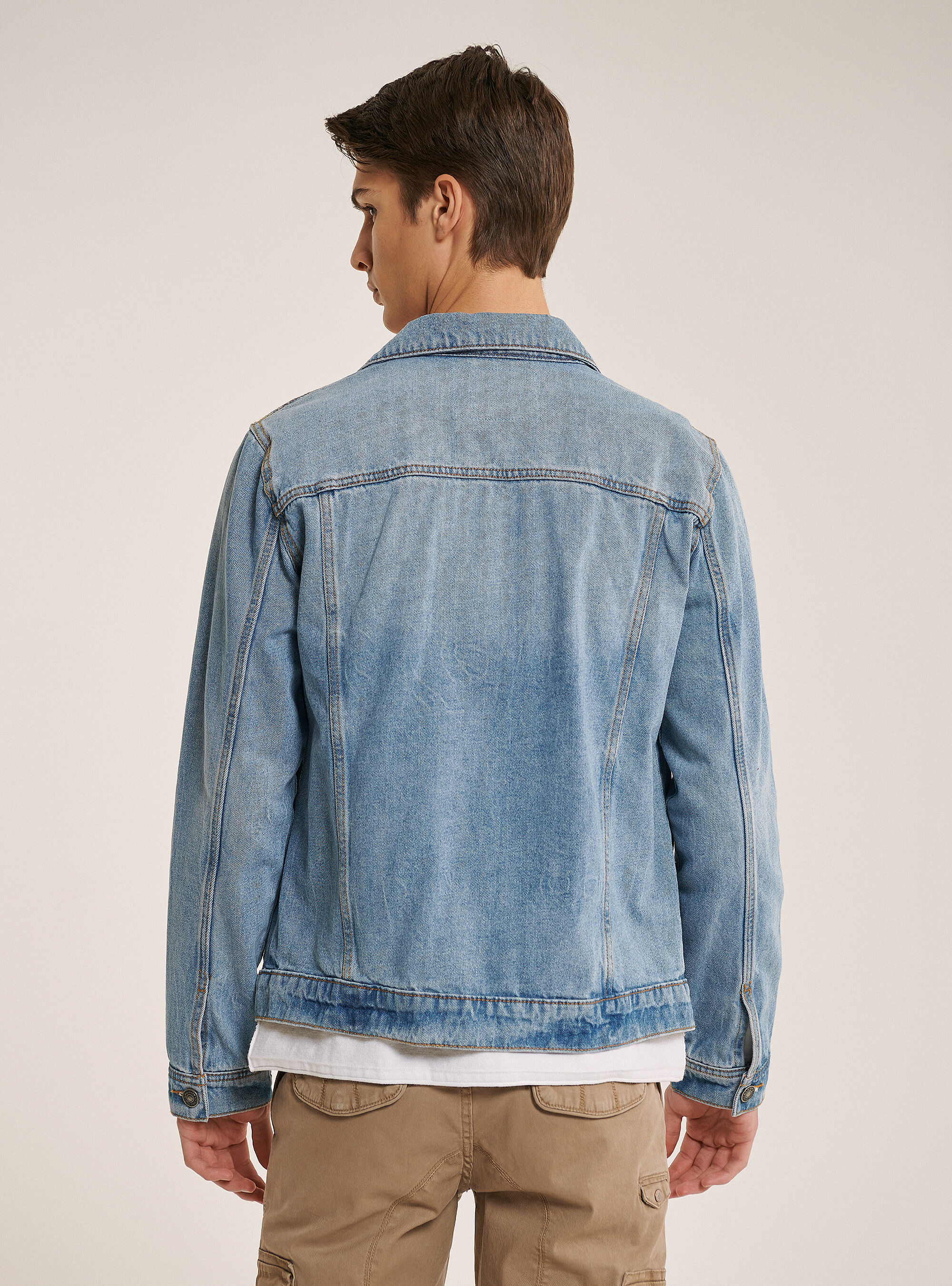 Giubbotto denim con tasche frontali, BLU