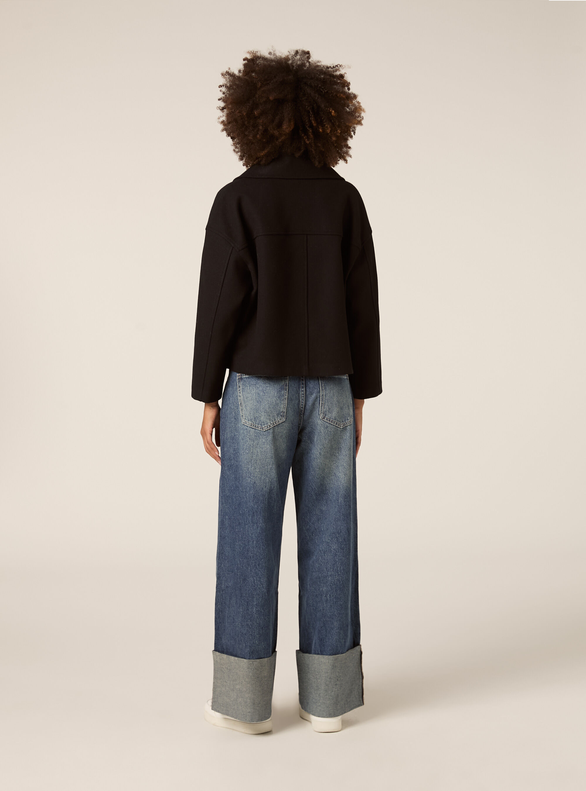 Short wool coat, BK1 BLACK