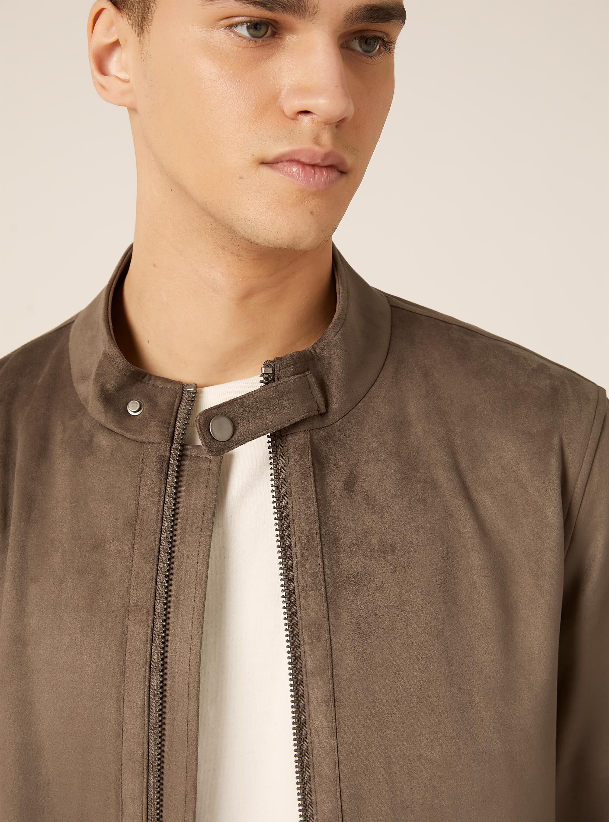 Giubbino effetto suede basico, GY1 GREY DARK