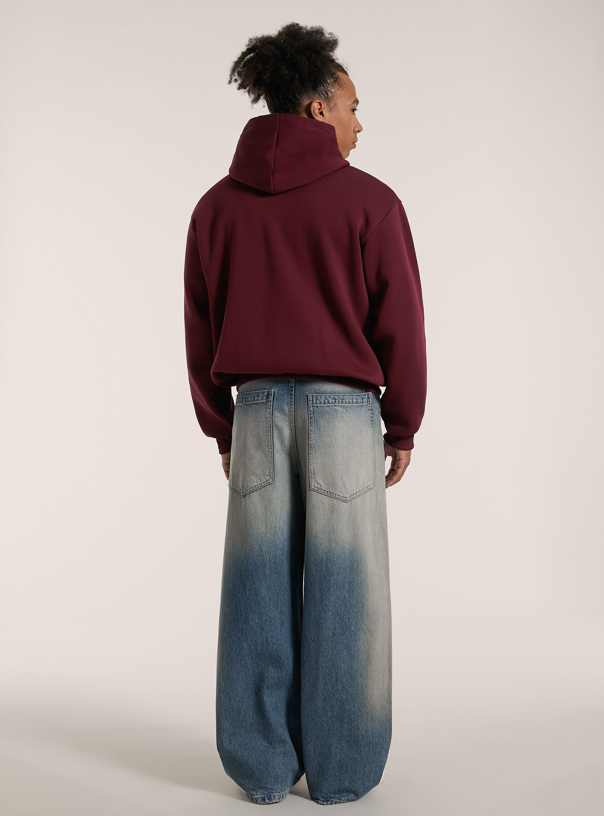 Sweatshirt with zip and boxy fit hood, BO1 BORDEAUX DARK