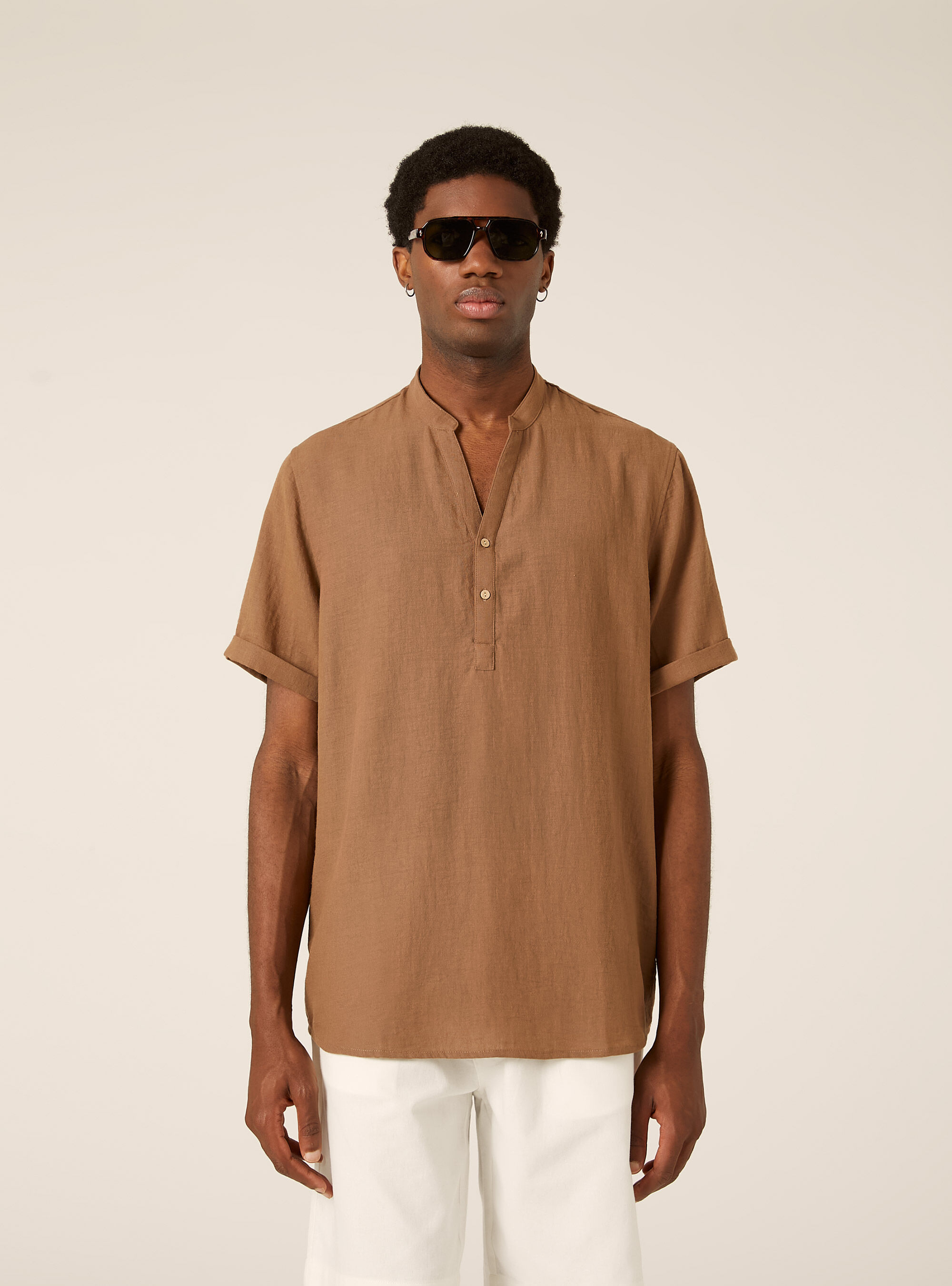 Chemise avec col officier, BR2 BROWN MEDIUM