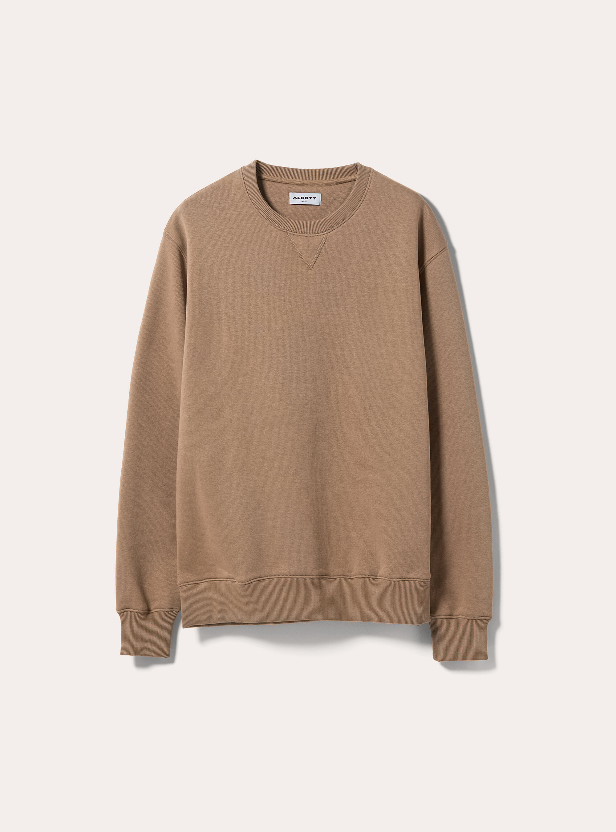 Solid-coloured crewneck sweatshirt, BG1 BEIGE DARK