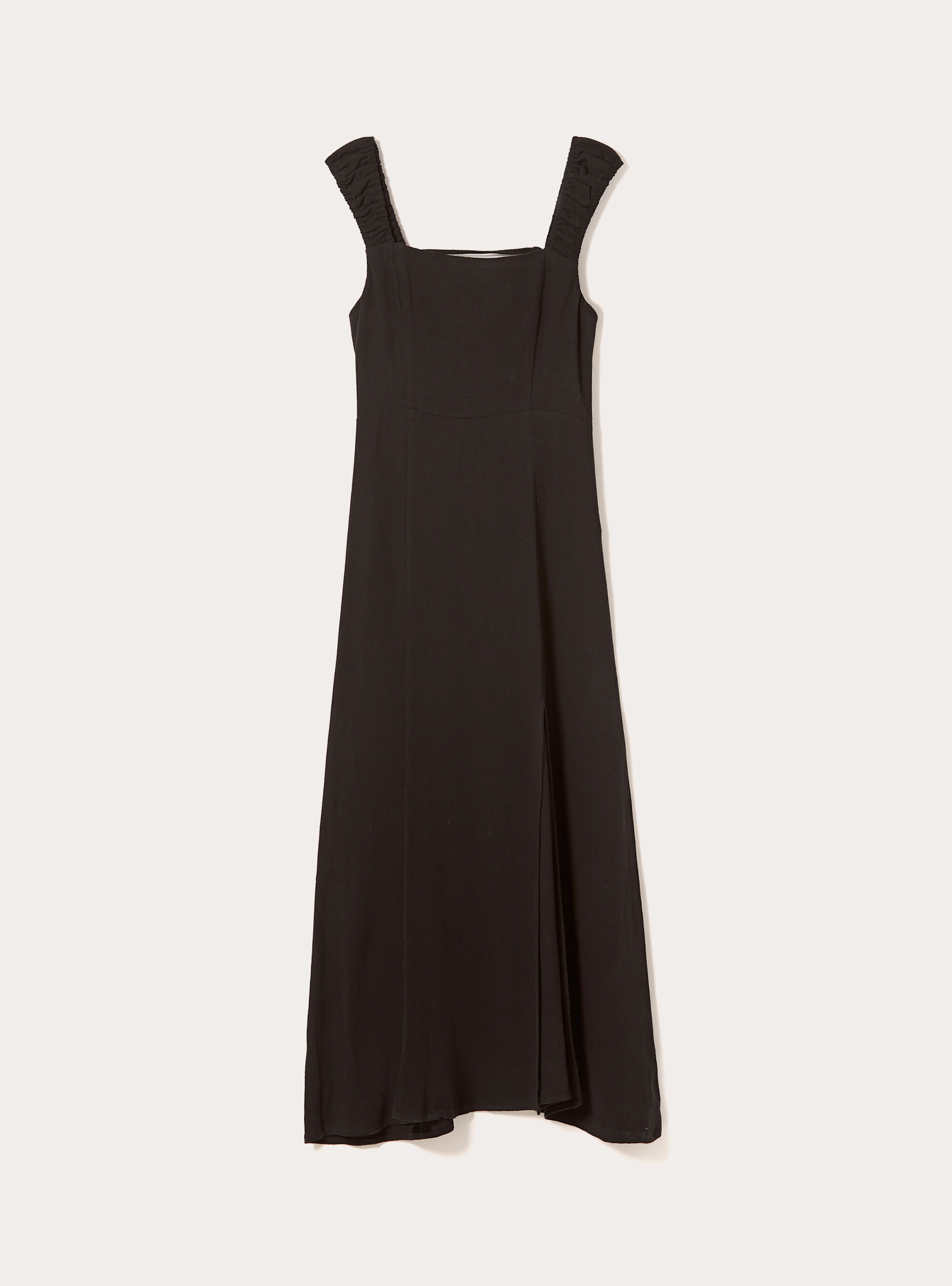 Linen-blend dress with open back, BK1 BLACK