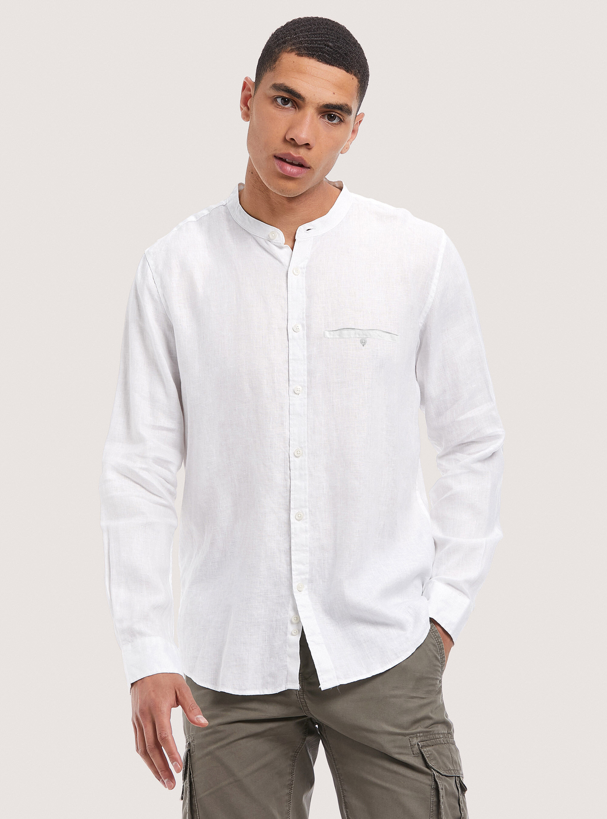 Camicia colletto coreano top