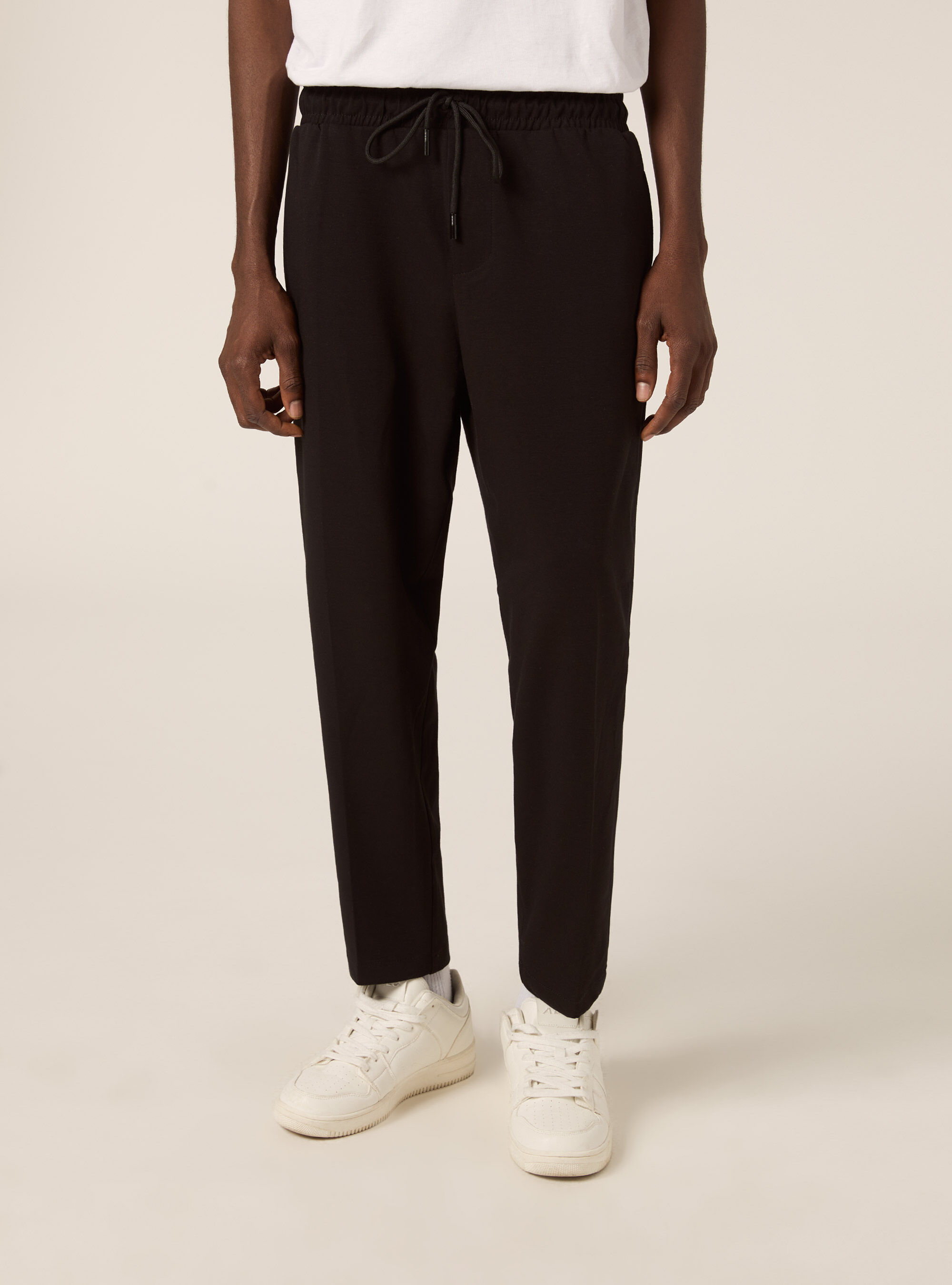 Neoprene carrot fit joggers, BK1 BLACK