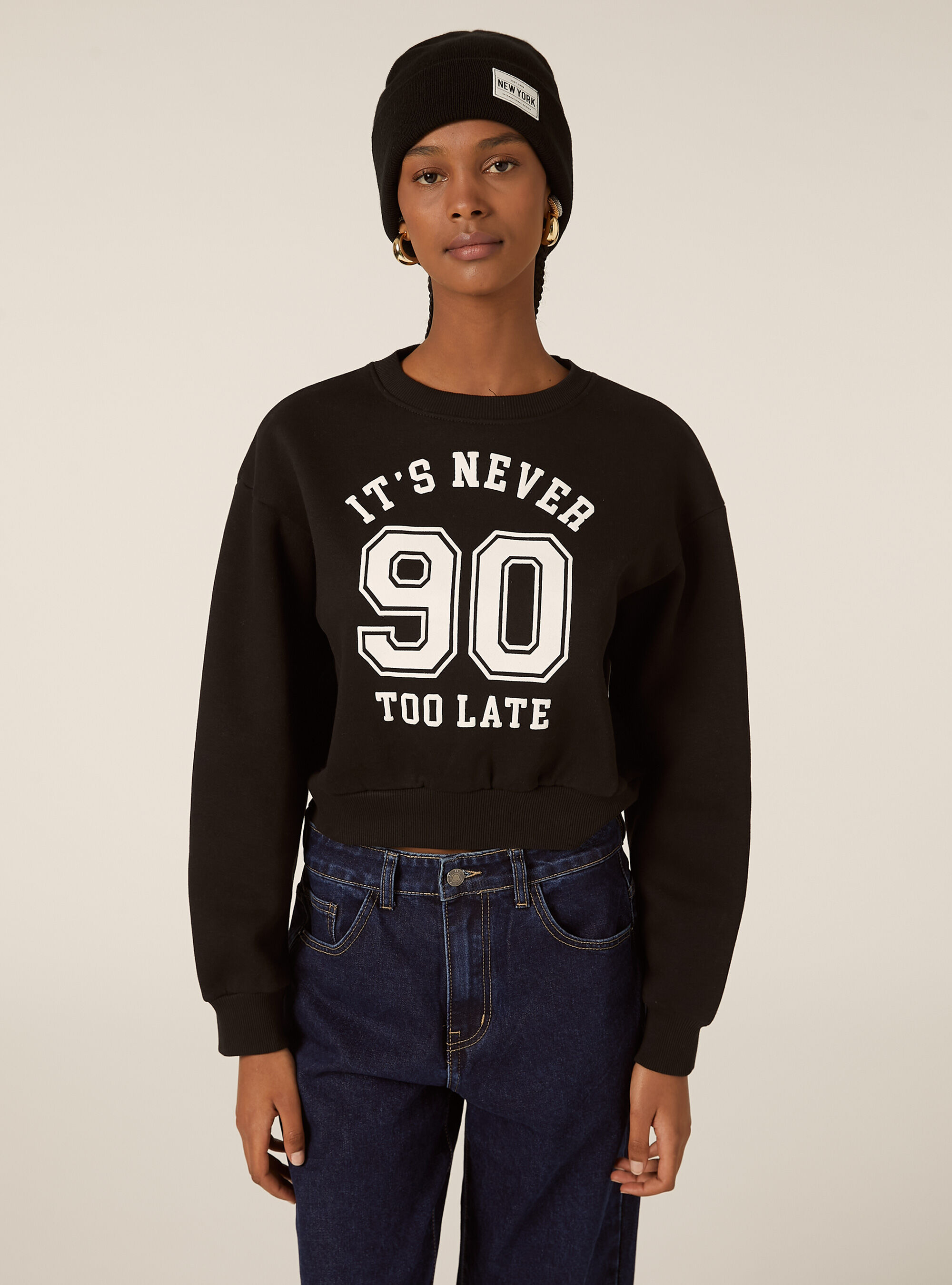 Sweat-shirt coupe boxy avec imprim&eacute;