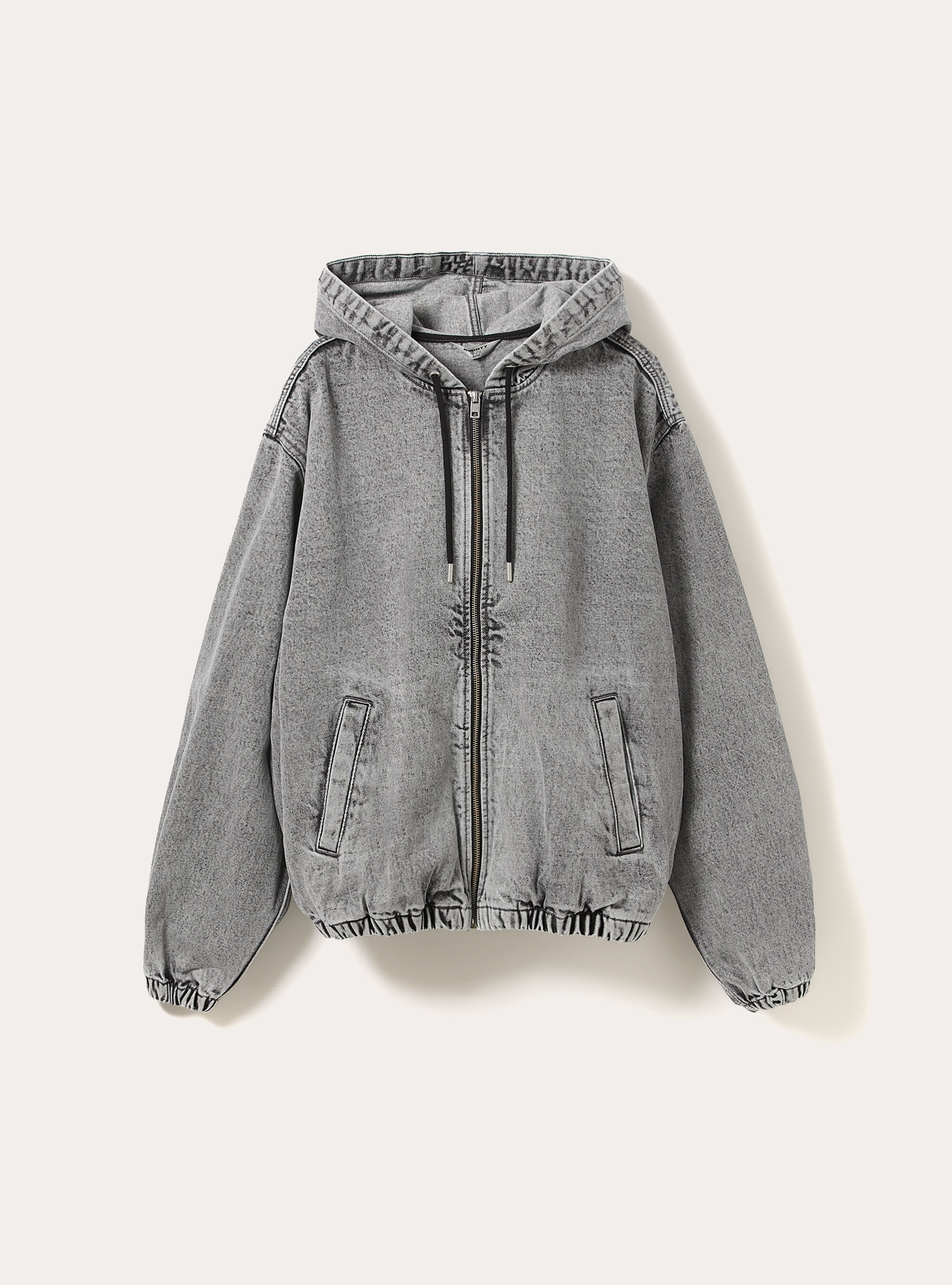 Giubbotto cappuccio in denim, D00G GREY