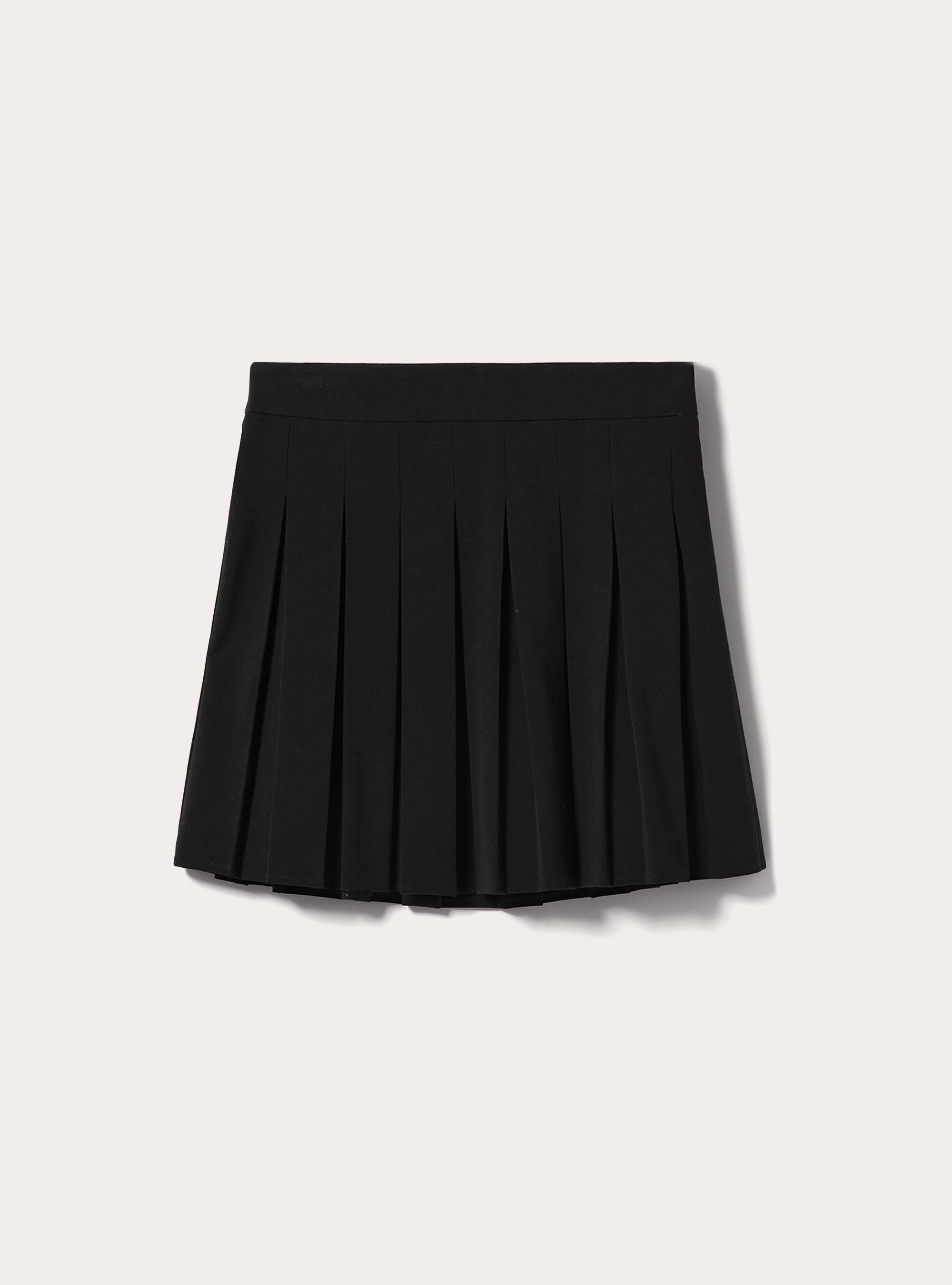 Gonna mini a pieghe tinta unita, BK1 BLACK