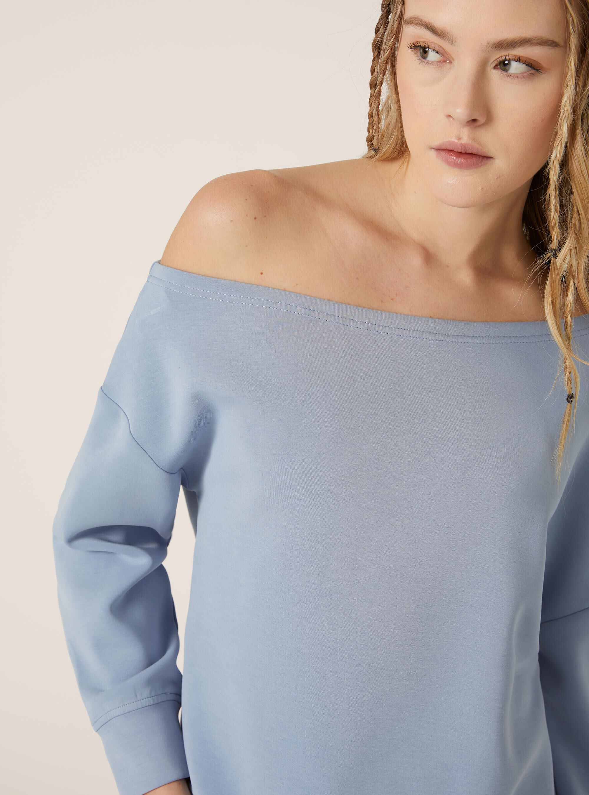 Soft touch asymmetric sweatshirt, AZ2 AZURE MEDIUM