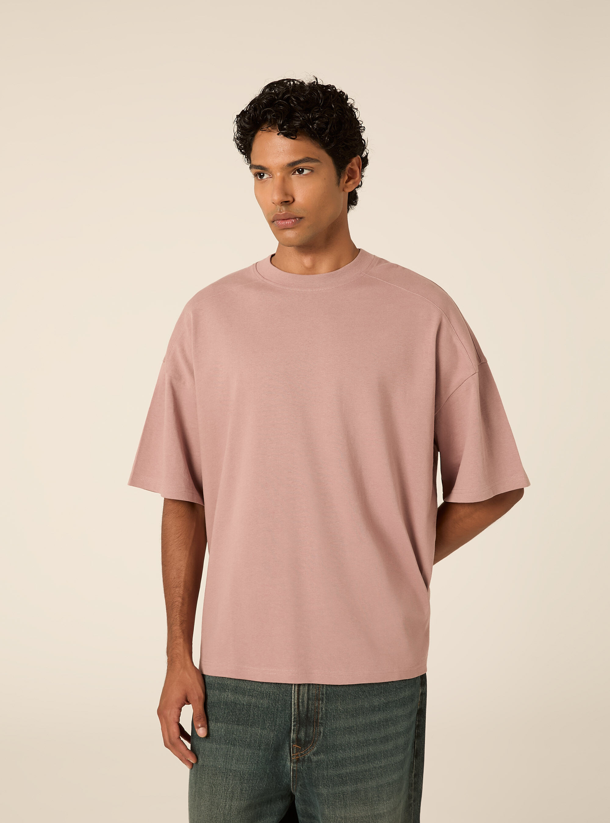 T-shirt coupe boxy &agrave; manches courtes et &eacute;paules tombantes, PK2 PINK MEDIUM