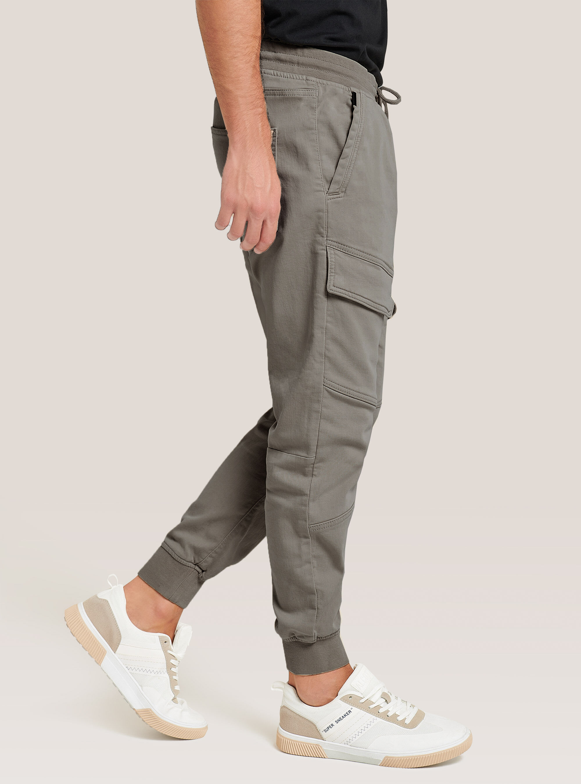 Pantaloni Uomo | Pantaloni Cargo In Cotone Con Elastico Beige | Alcott |  Marina Dolfin