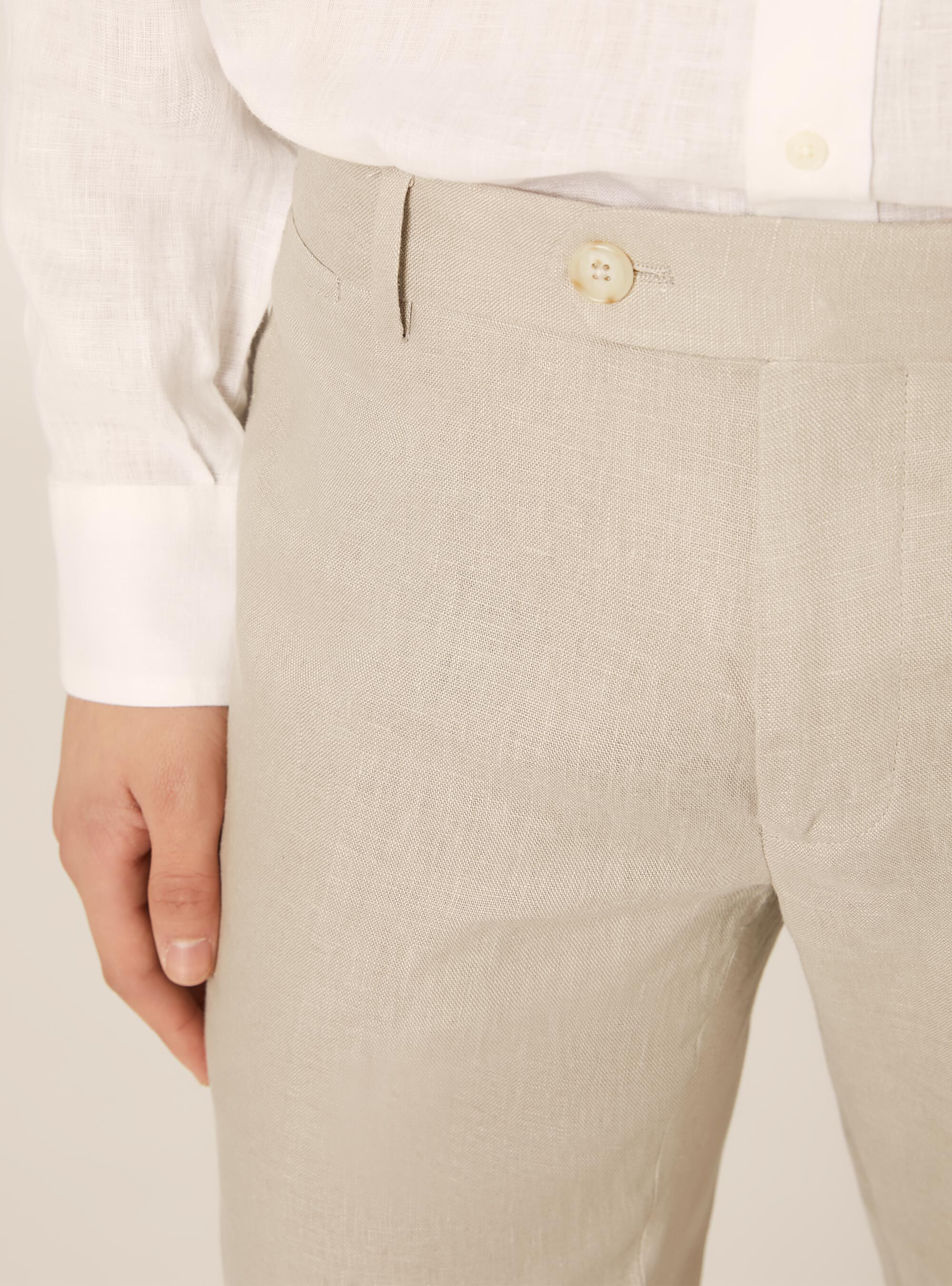 Pantaloni in lino, BG3 BEIGE LIGHT