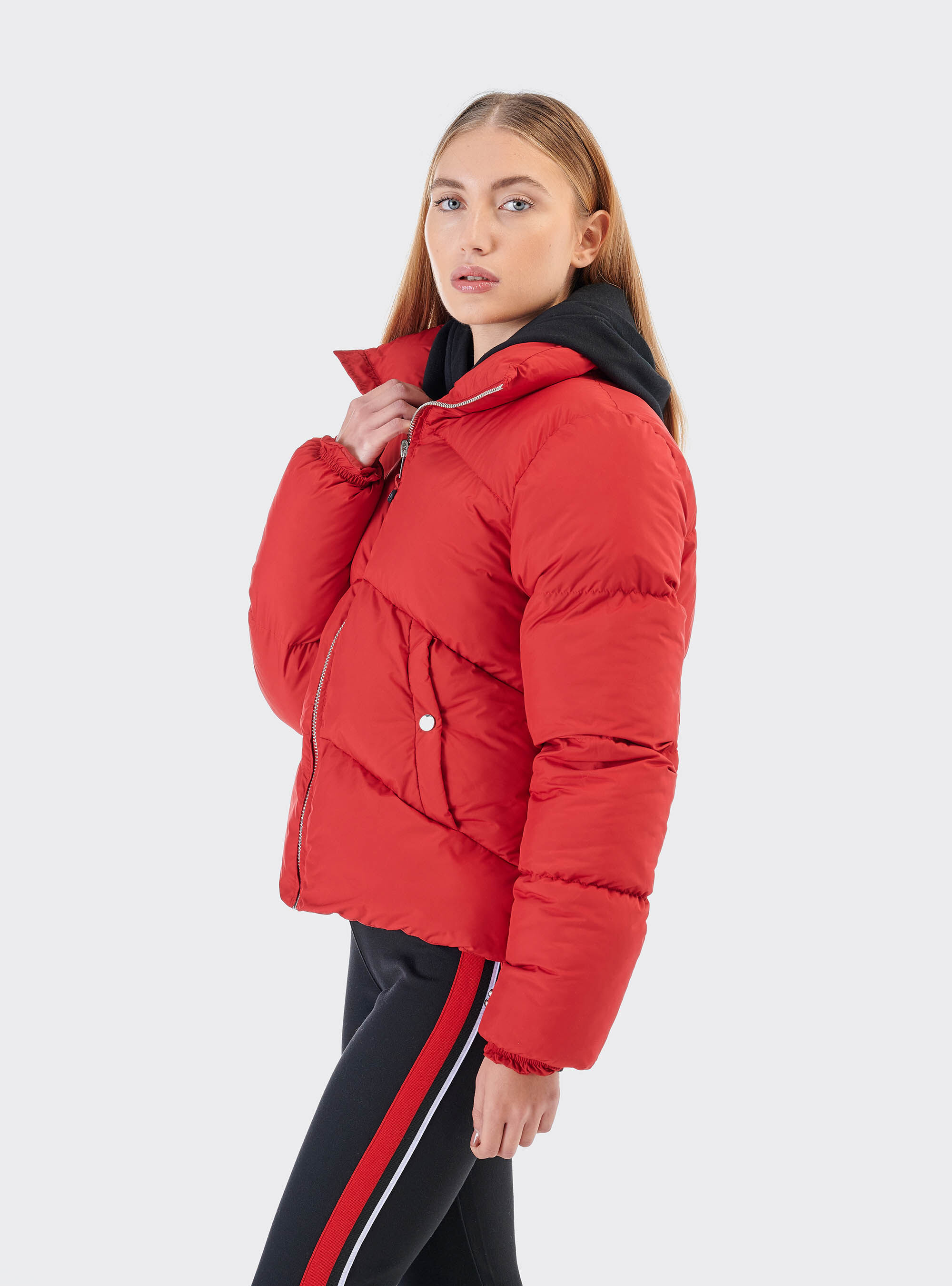 Short puffy jacket, RED