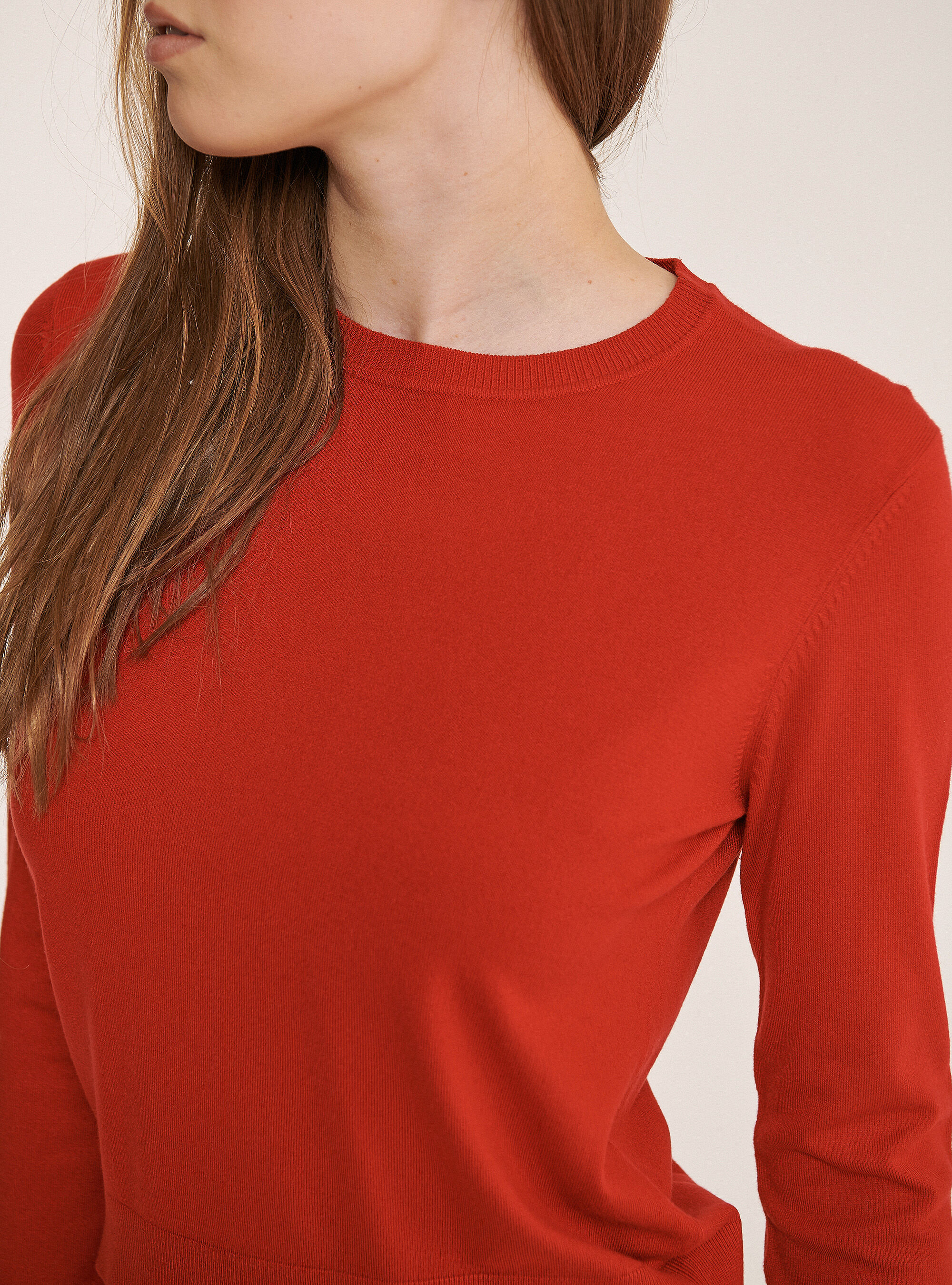 Pull court &agrave; col ras du cou, C4412 RED