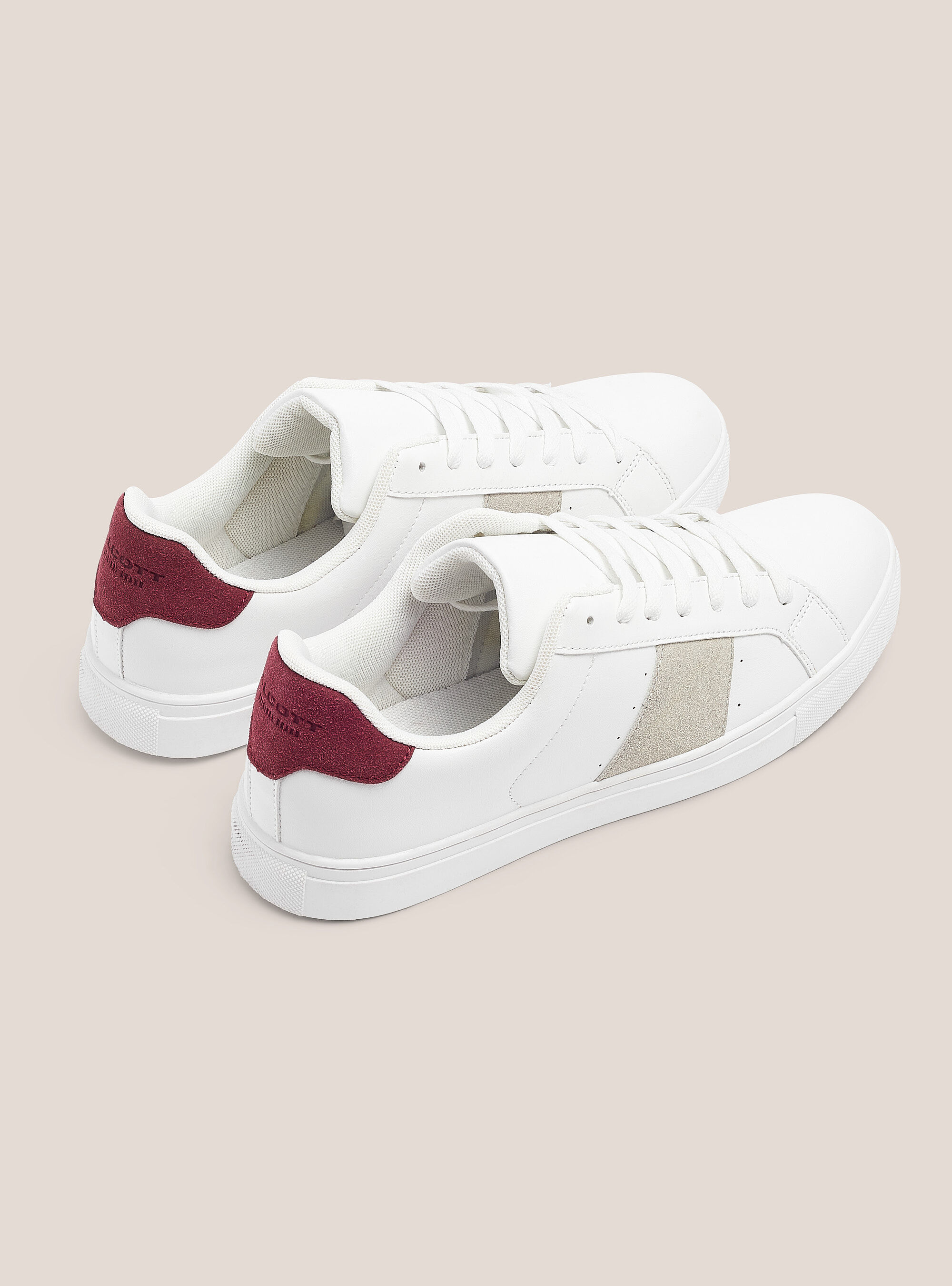 Sneakers con banda laterare a contrasto, BIANCO