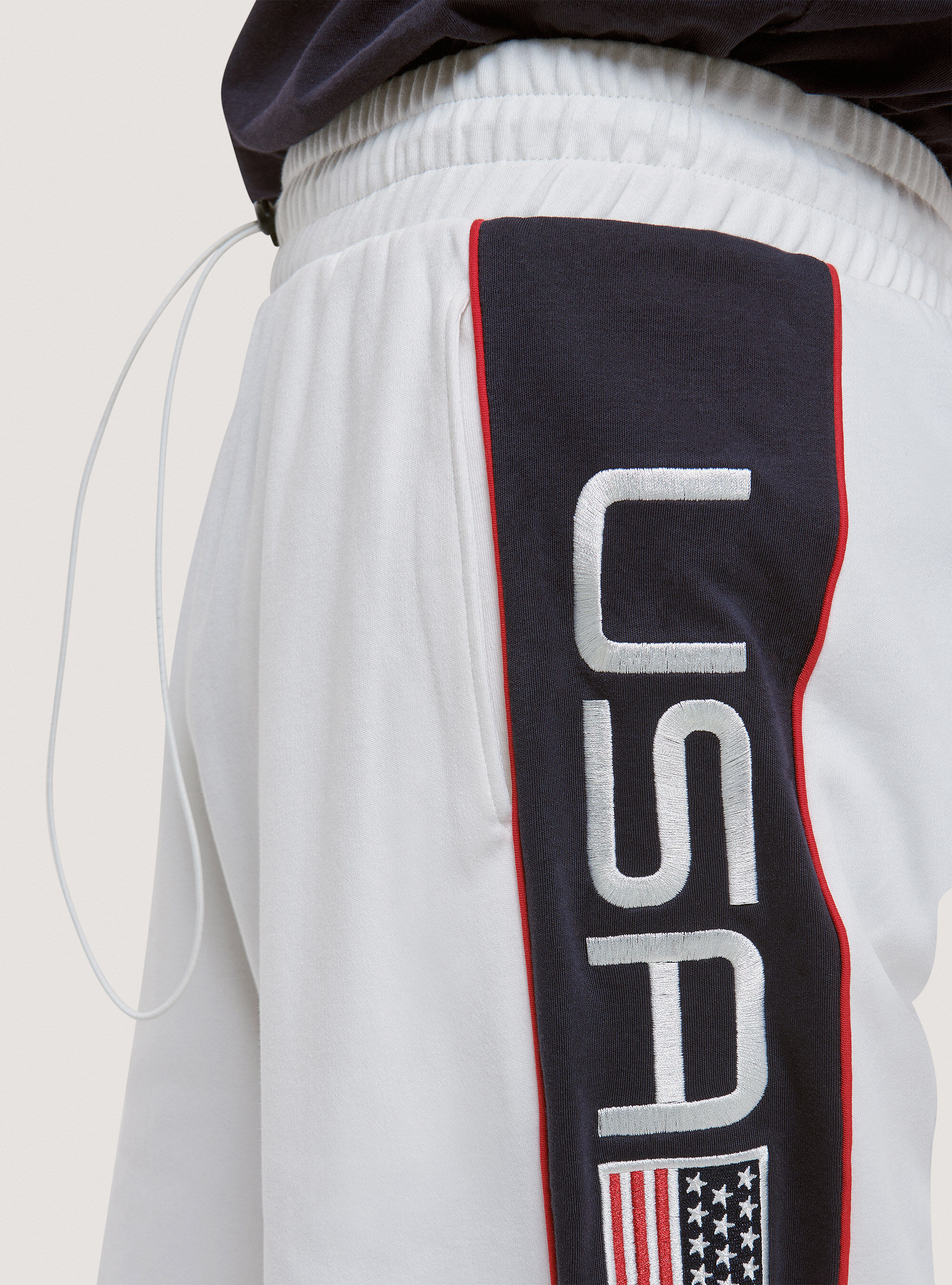 Cotton jogger bermuda with USA patch, C0020 OFF WHITE
