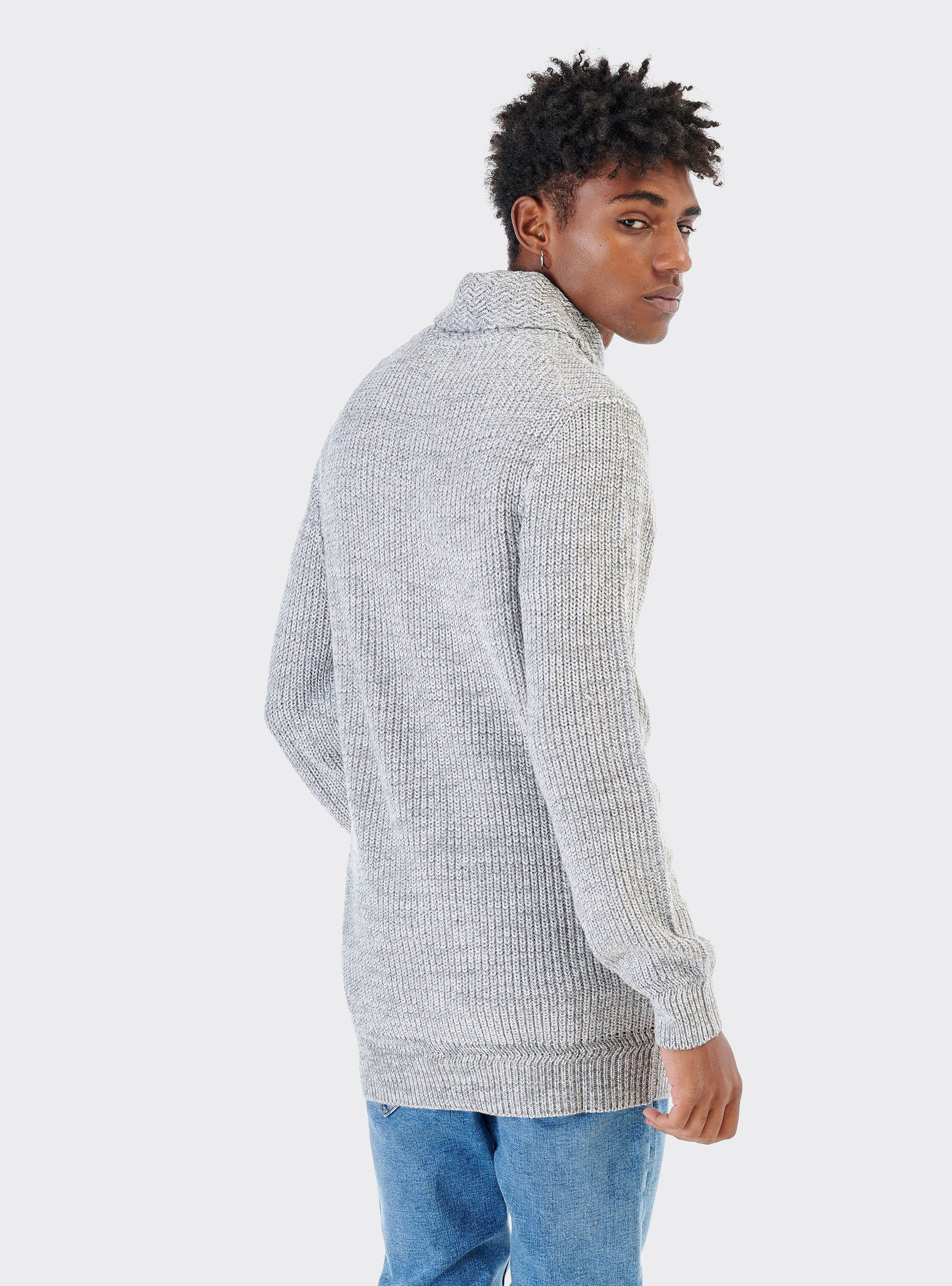 PULLOVER WITH SHAWL COLLAR, PEARL/OFF-WHITE