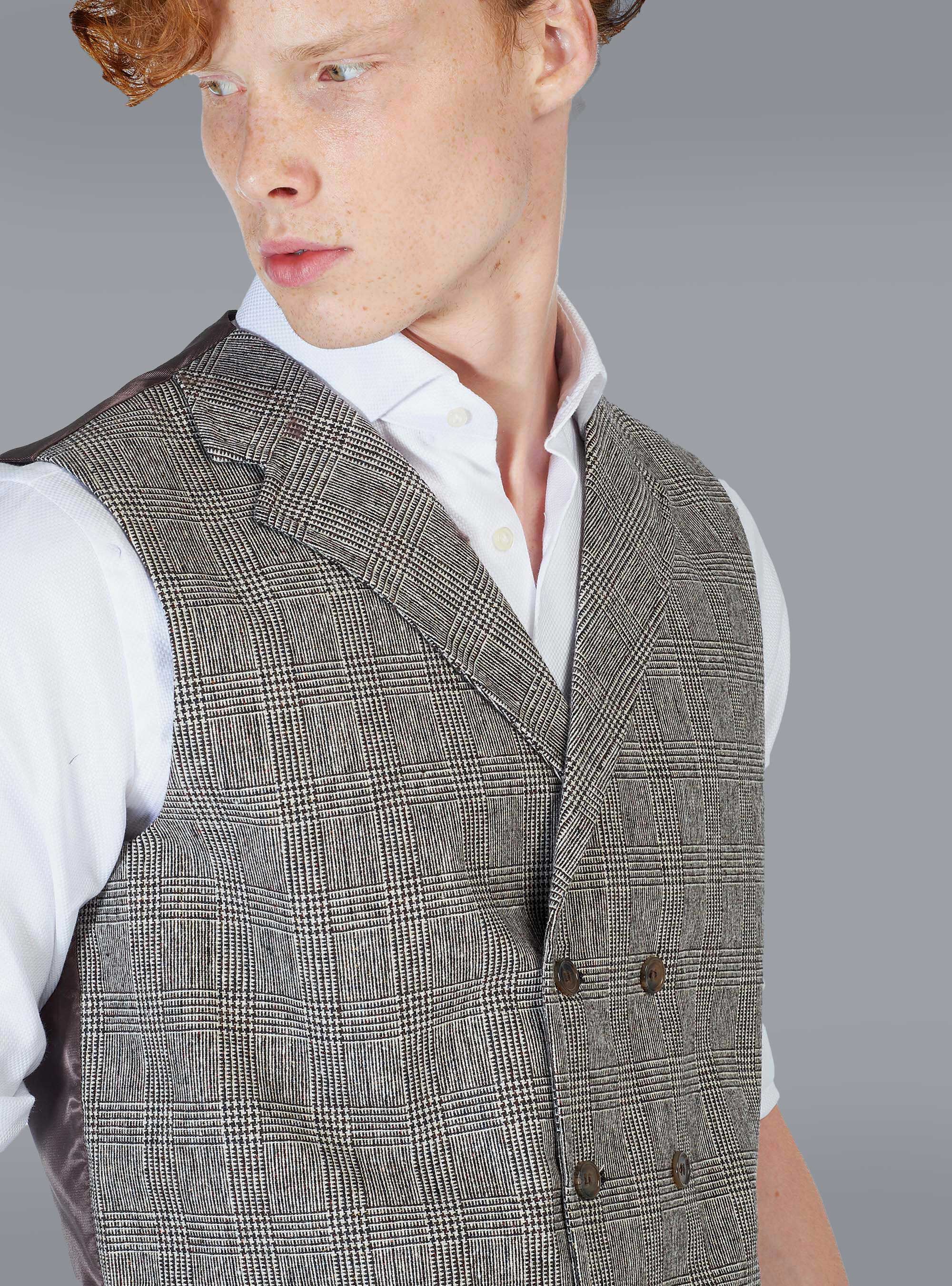 Gilet doppiopetto principe di Galles, MARRONE SCURO