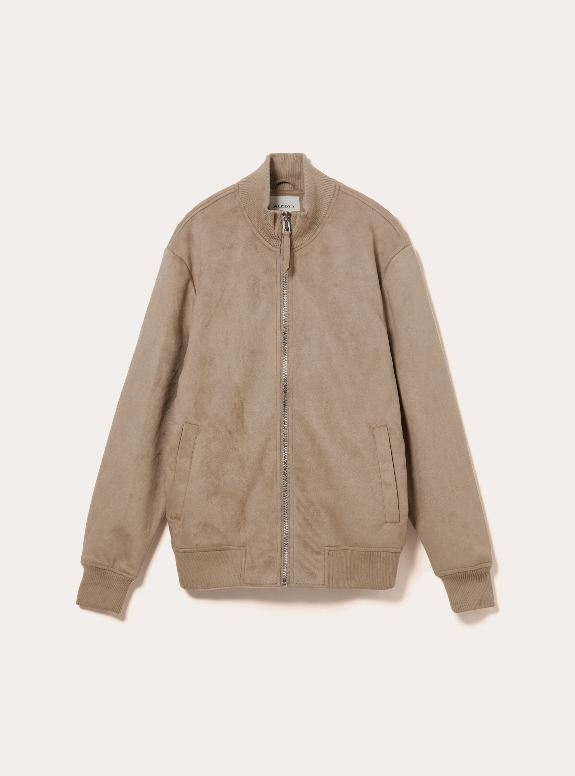 Suede-effect bomber jacket, BR2 BROWN MEDIUM