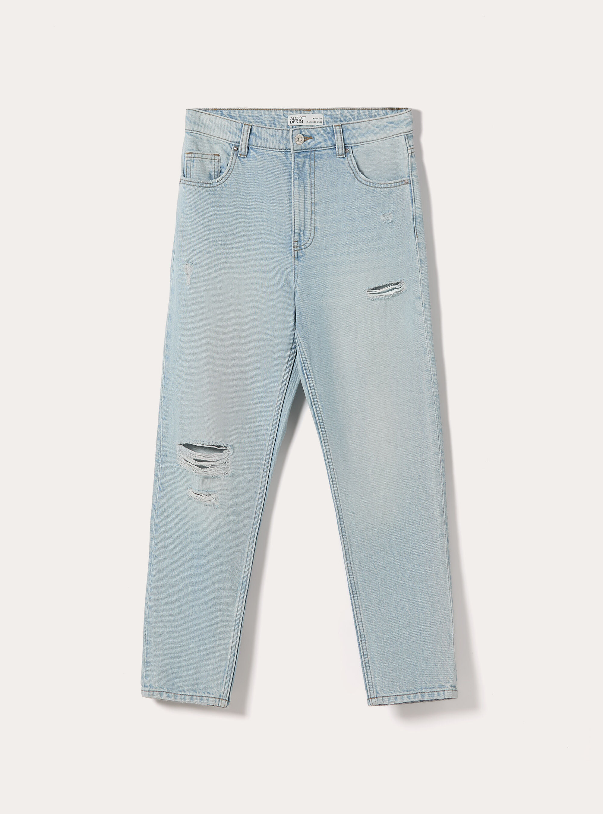 Mom fit jeans with rips, D007 LIGHT AZURE