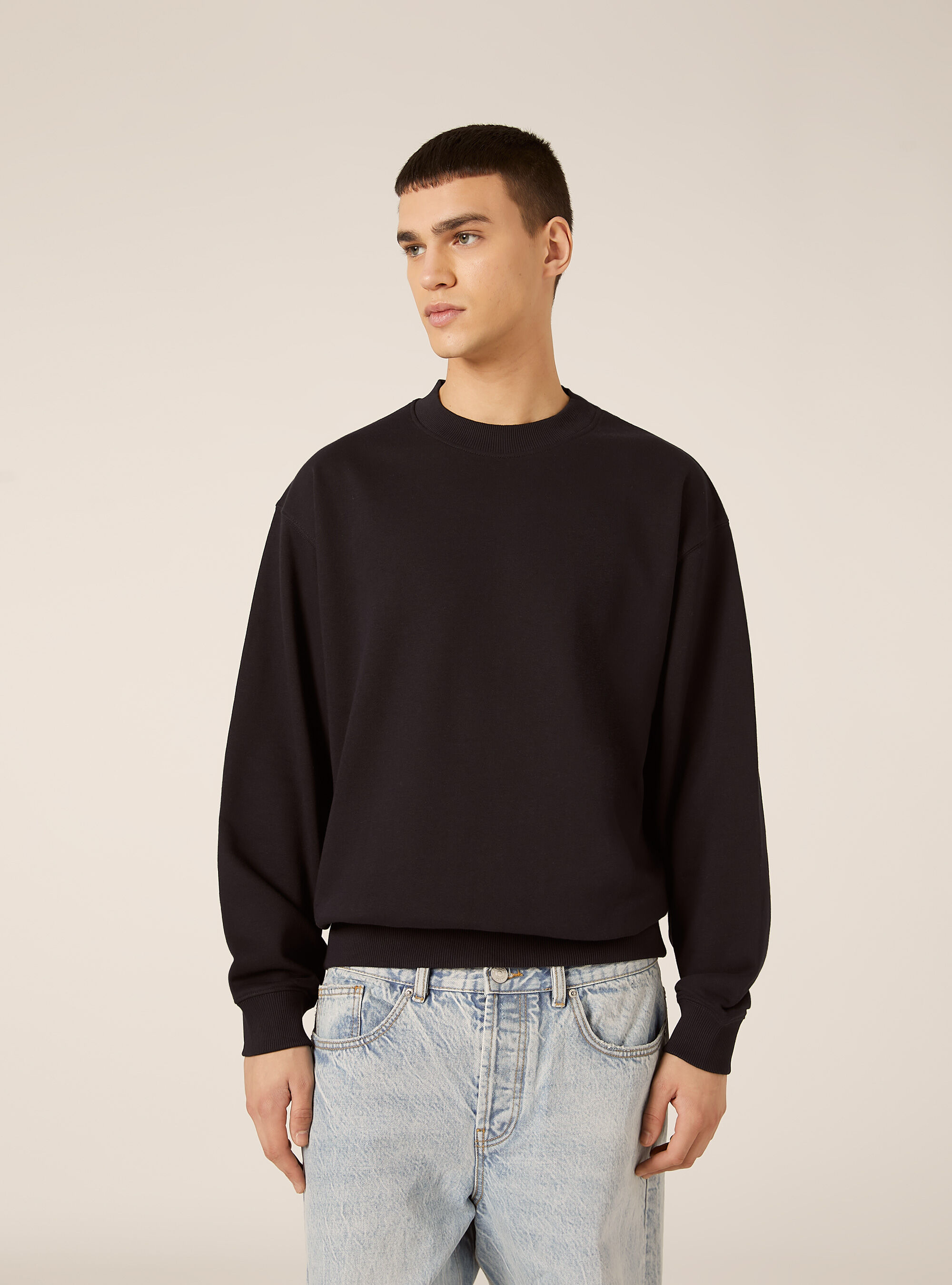 Felpa girocollo basica boxy fit, NA1 NAVY DARK