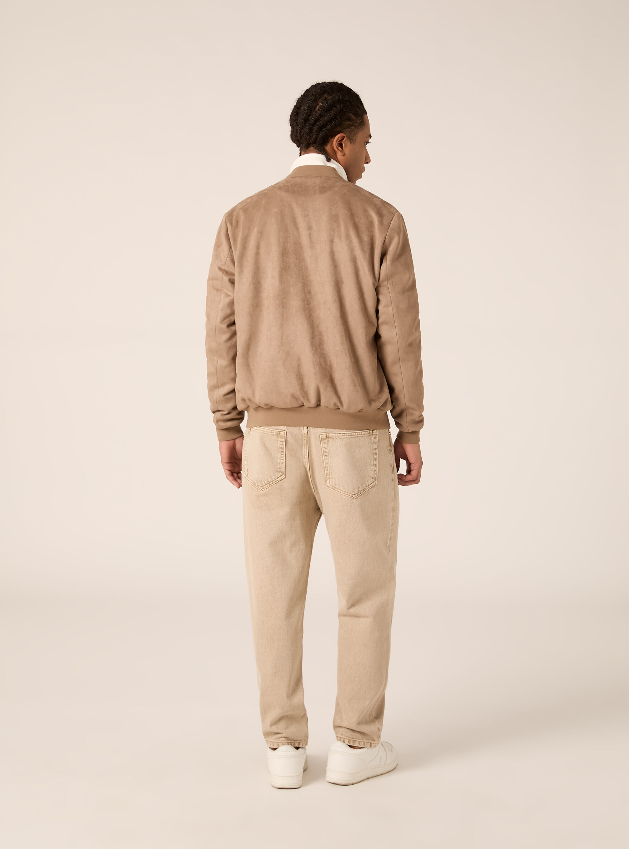 Suede-effect bomber jacket, BR2 BROWN MEDIUM