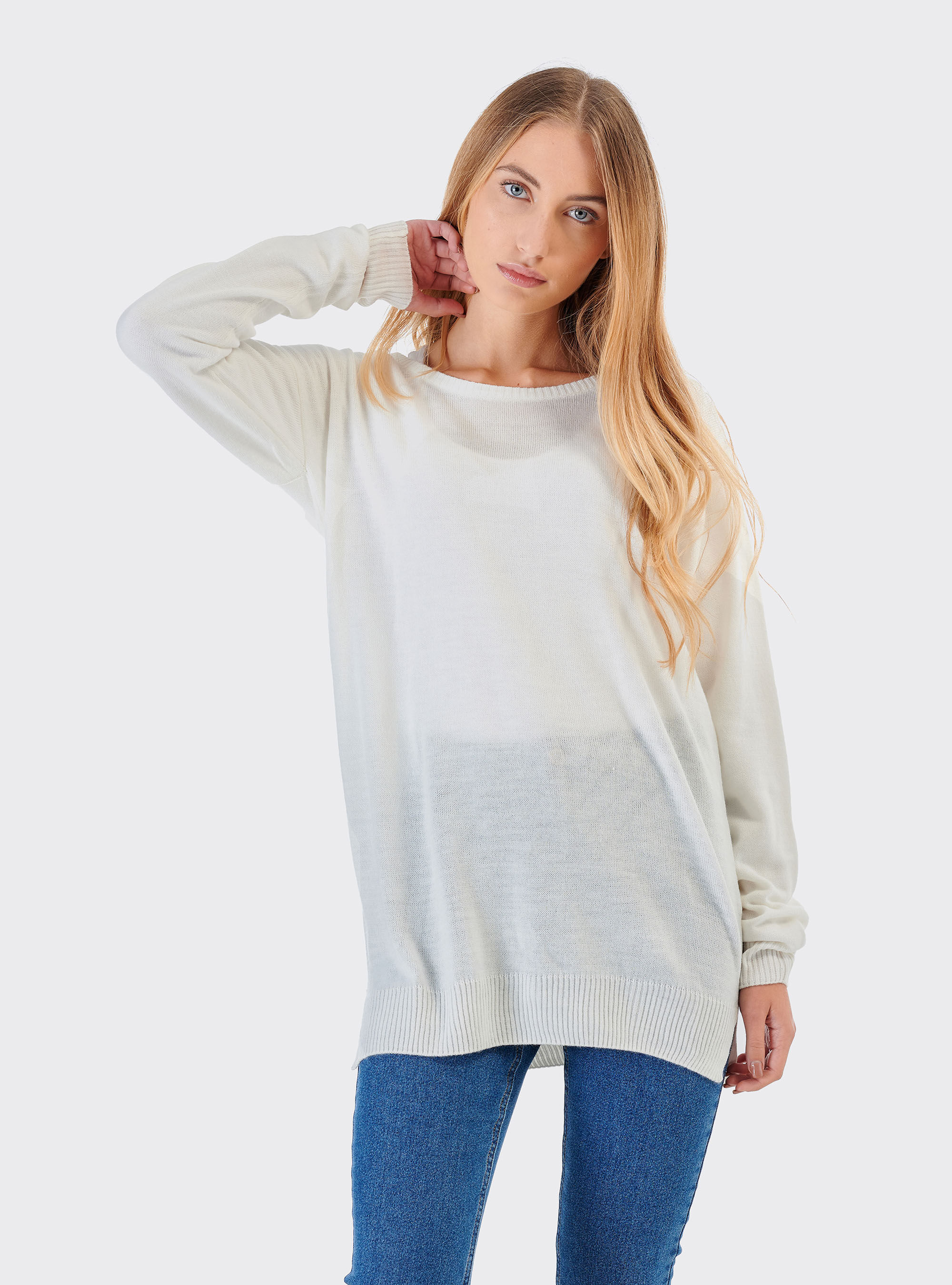 Crew-neck pullover, C099 WHITE