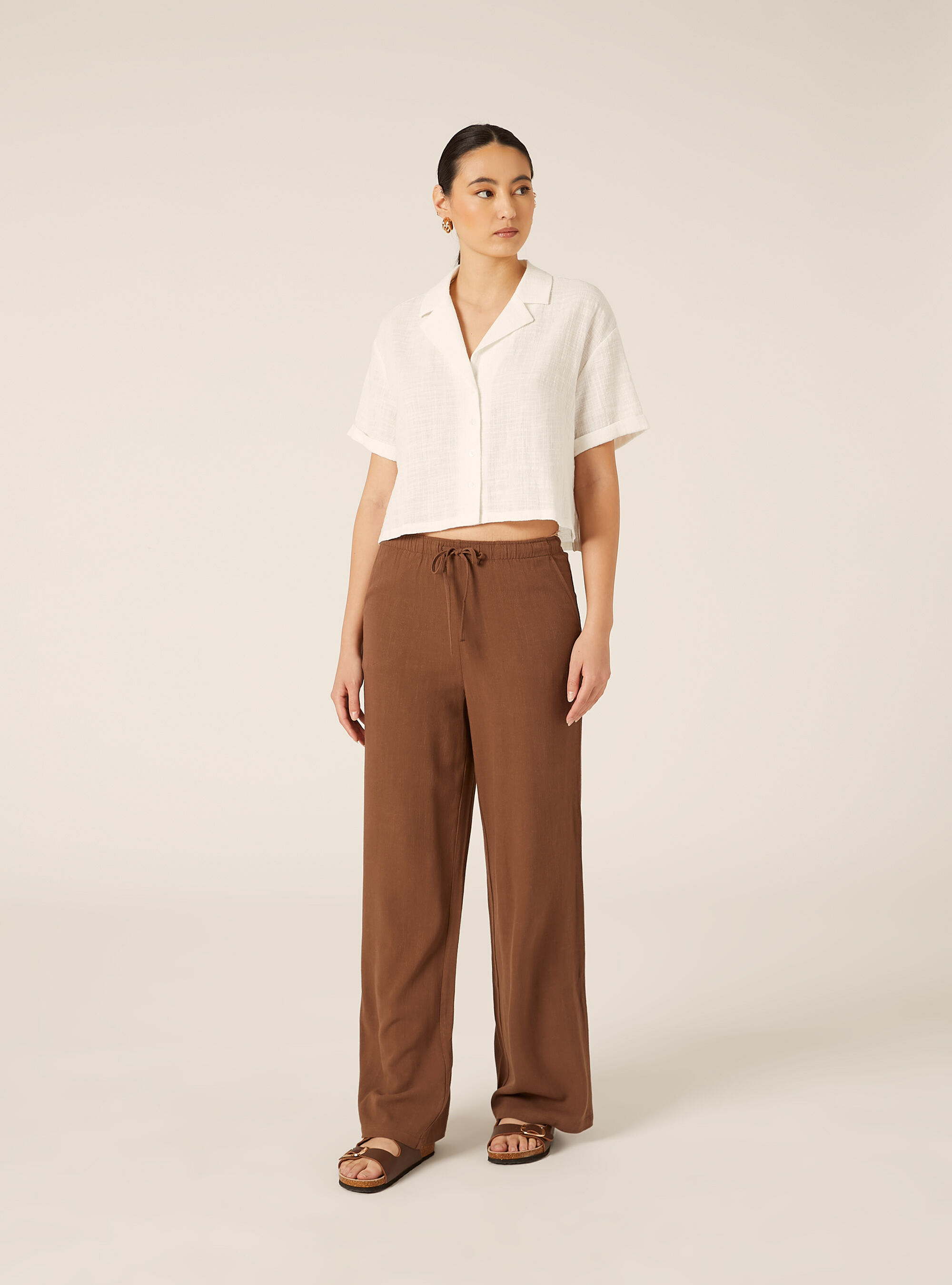 Camicia maniche corte crop