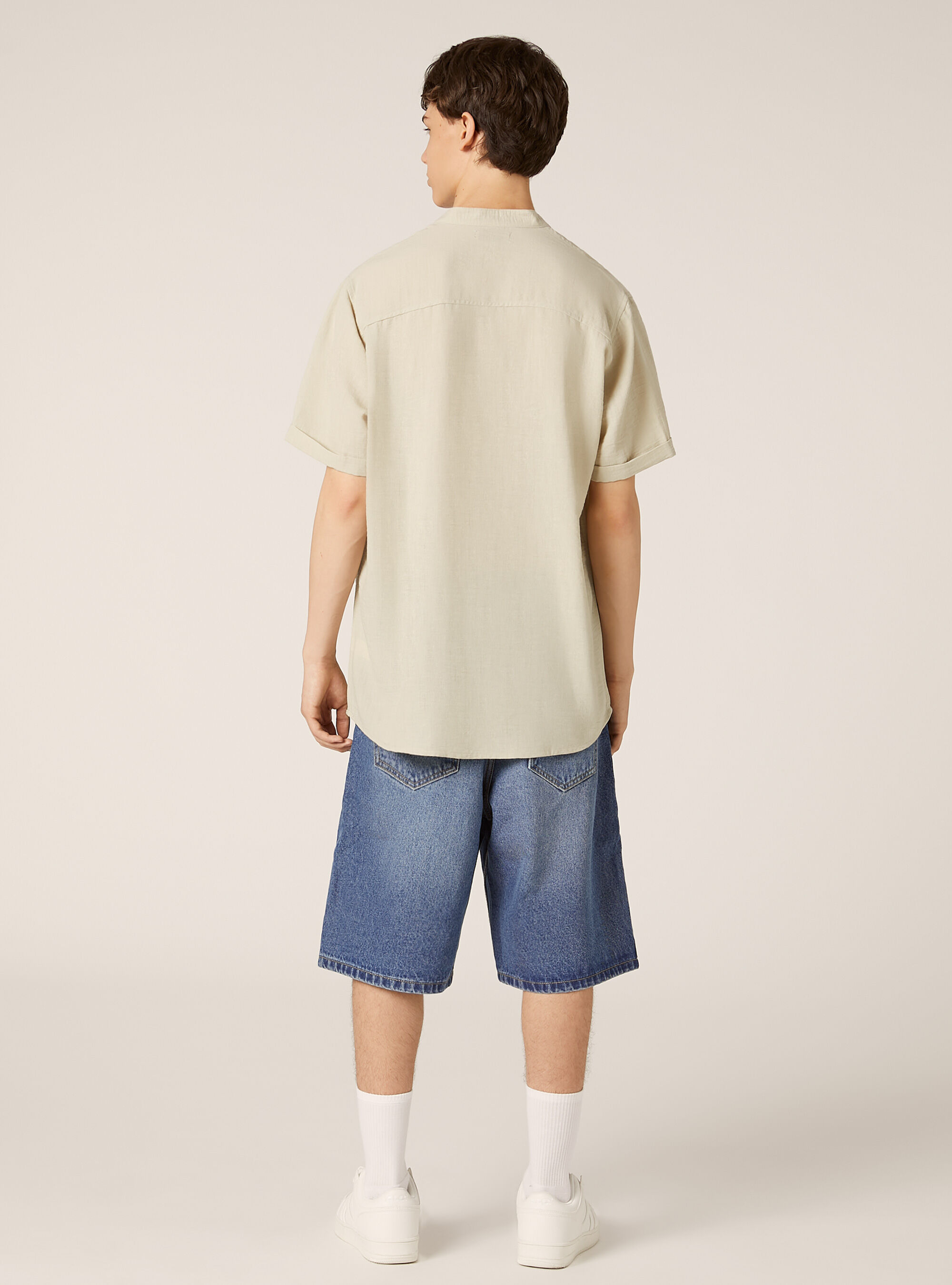 Shirt with Korean collar, BG3 BEIGE LIGHT